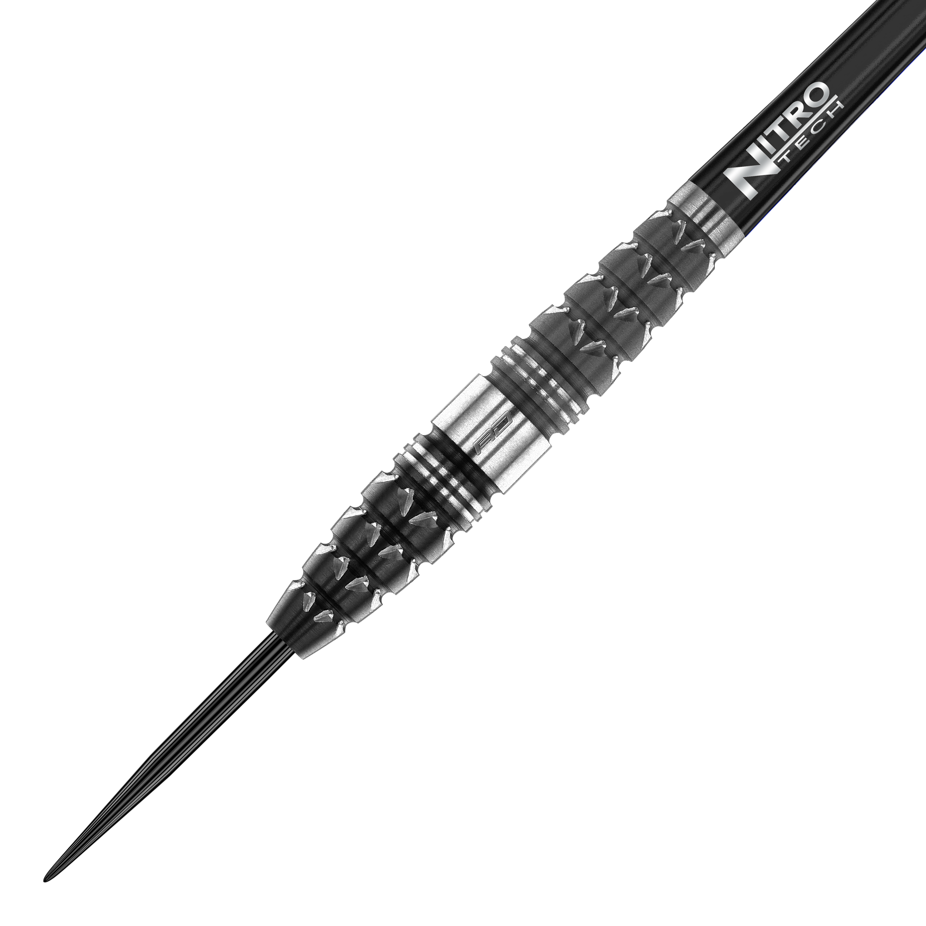 Fléchettes en acier Red Dragon Paradym Torpedo Das Bild zeigt einen Red Dragon Paradym Torpedo Steeldart. Der Dart hat ein schwarzes und silbernes, strukturiertes Barrel und eine Spitze aus Metall.