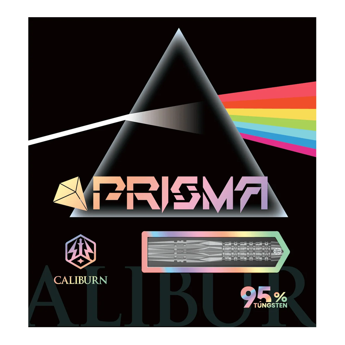 Auf dem Bild ist der Caliburn Prisma P1 Softdart - 19g zu sehen. Es handelt sich um einen hochwertigen Softdart für präzises Spiel.