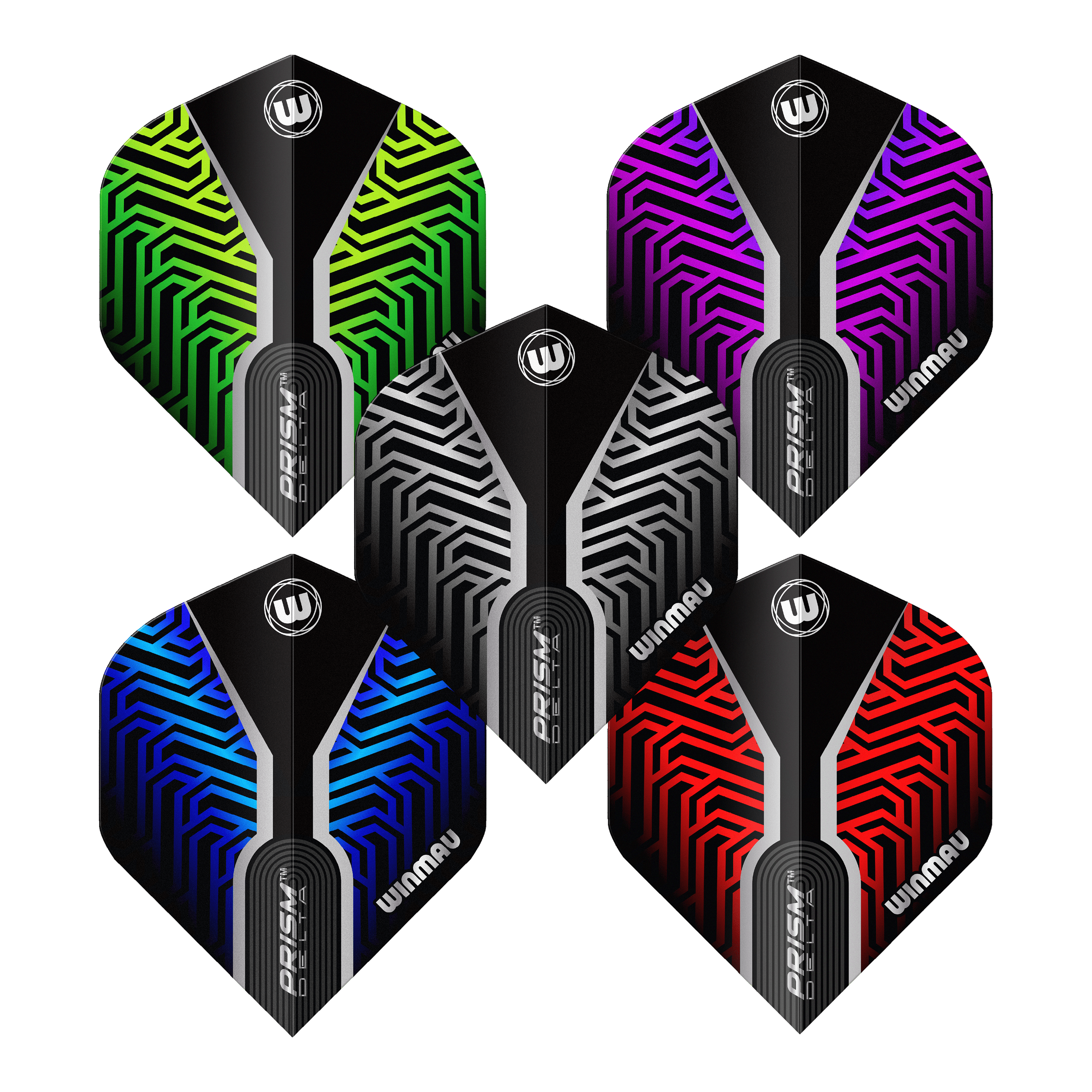 Collection de vols standard Winmau Prism Delta n° 2 Das Bild zeigt die Winmau Prism Delta No2 Standard Flight Collection. Die hochwertigen Flights sind optimal für Dartspieler.