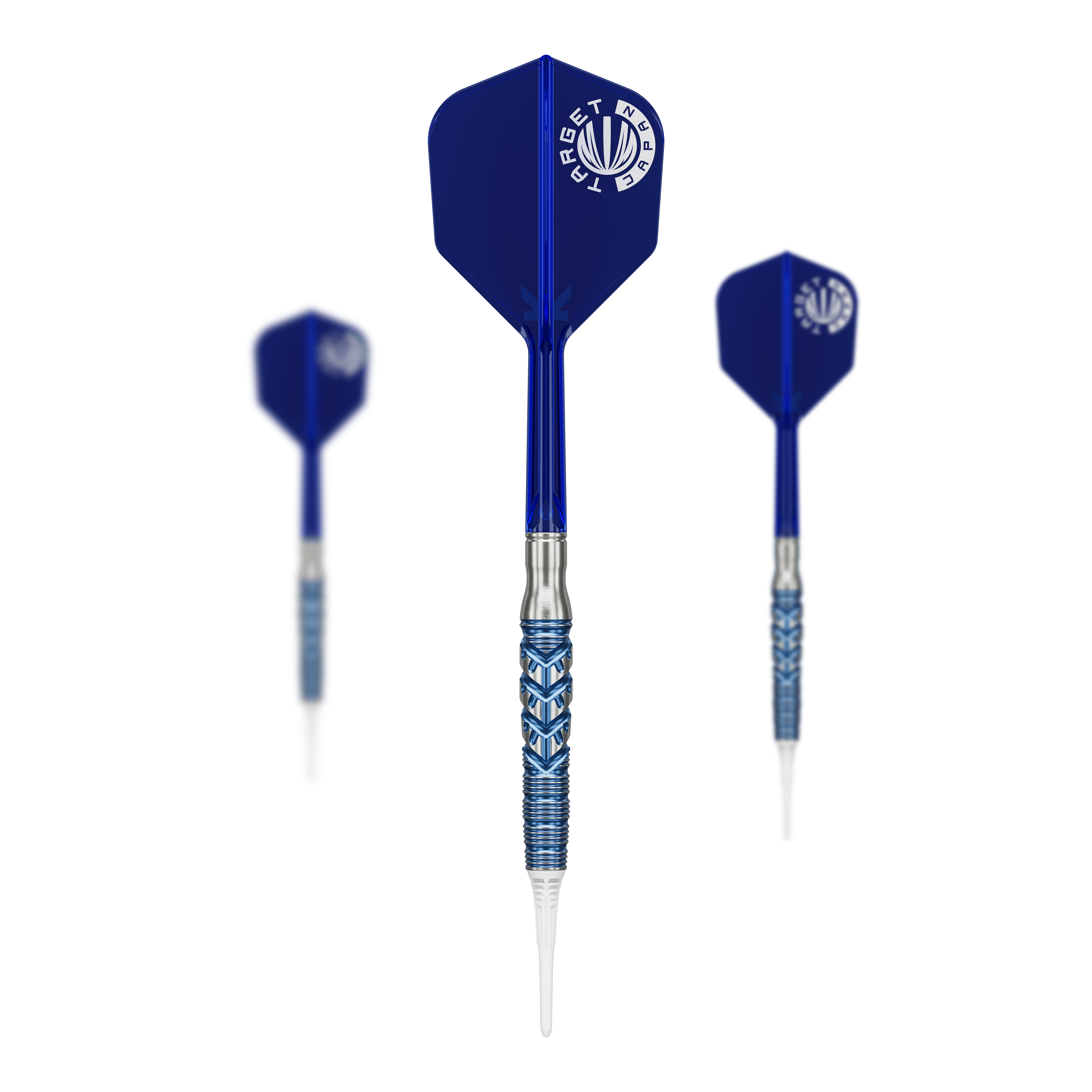 Fléchettes souples Target Japan Sereno GEN3 - 21 g Komplett-Set Target Japan Sereno GEN3 Softdarts mit 21g. Es sind Schäfte, Flights und Barrel zu sehen.