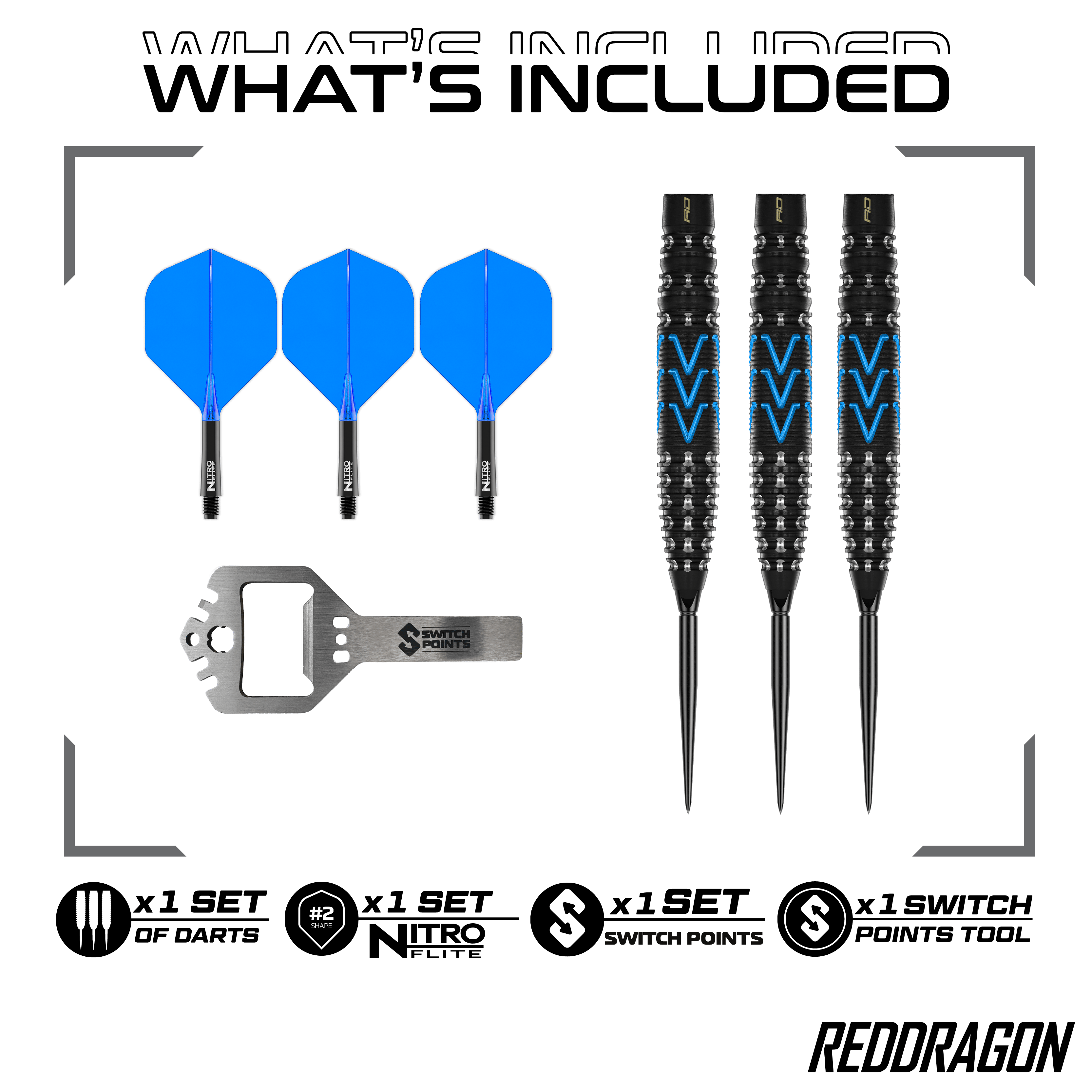 Fléchettes en acier Red Dragon AMP Torpedo Switch Point Auf dem Bild ist Red Dragon AMP Torpedo Switch Point Steeldarts zu sehen. Diese Darts bieten eine innovative Switch Point Funktion.