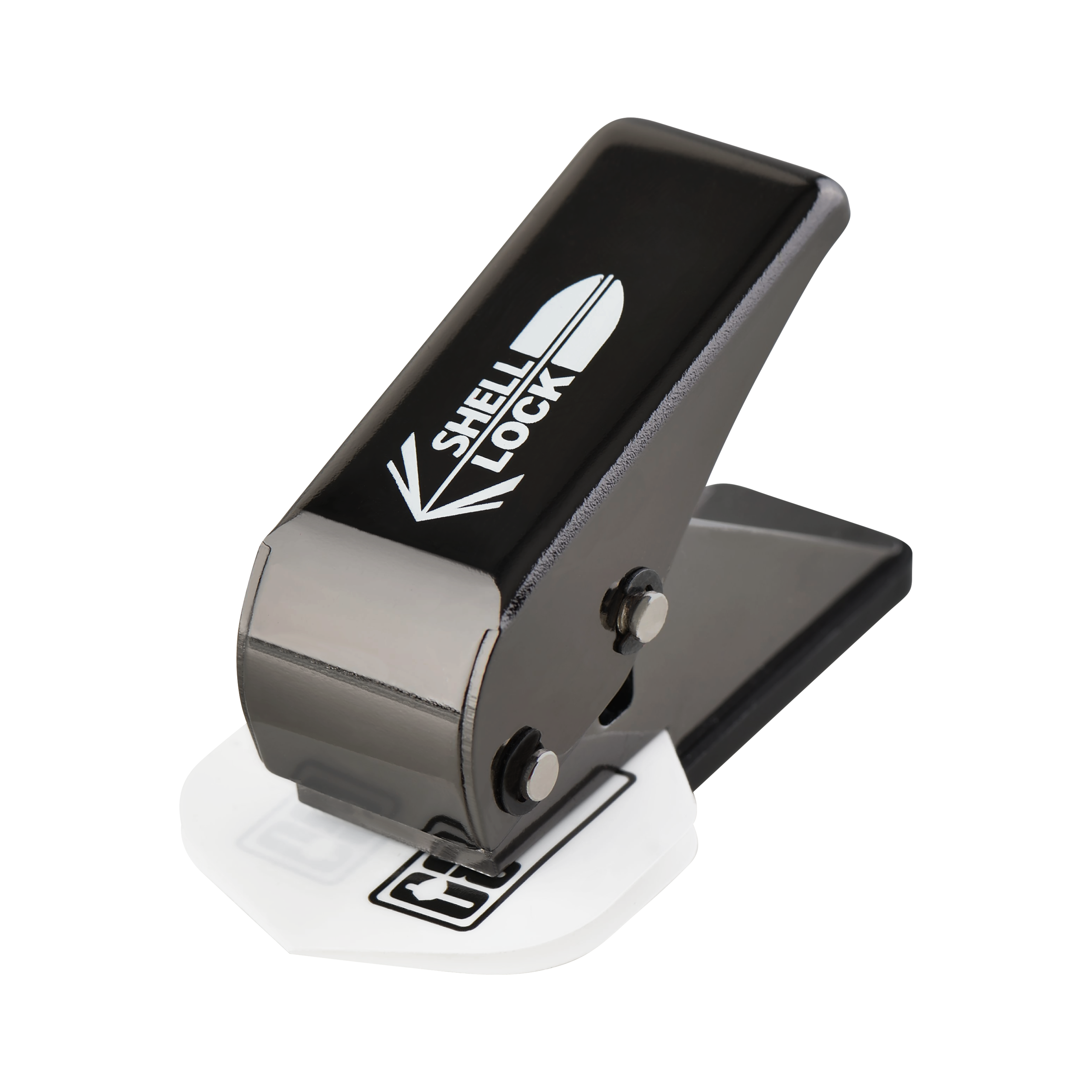 Poinçon de verrouillage de coque One80 style L Poinçon de vol Das Bild zeigt den "L-Style One80 Shell Lock Punch Flightlocher". Dieses Gerät wird verwendet, um Löcher in Dart-Flights zu stanzen.