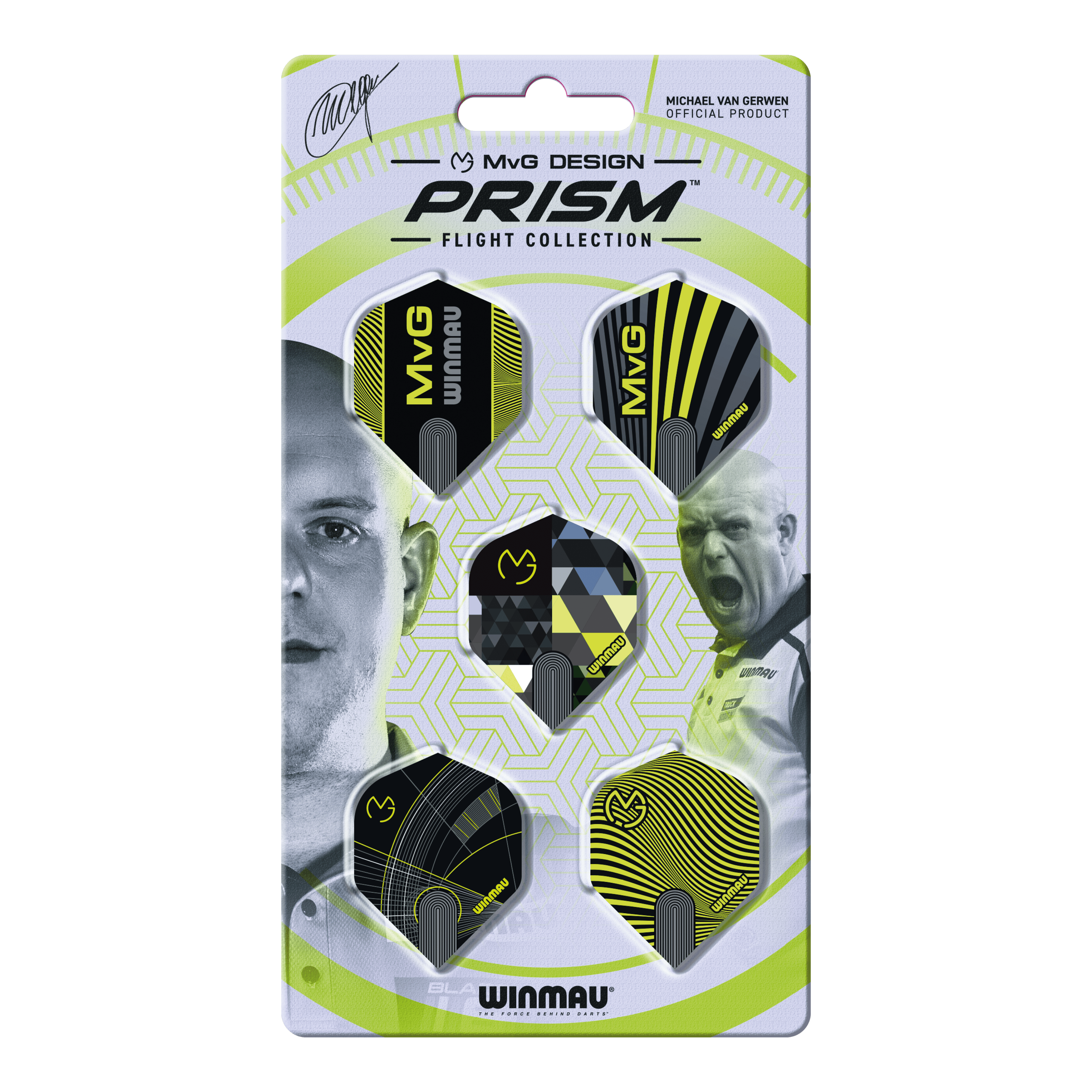Winmau Michael Van Gerwen Prism No2 Collection de vols standard Hier ist die Winmau Michael Van Gerwen Prism No2 Standard Flight Collection zu sehen. Die Sammlung bietet verschiedene Dart Flights.