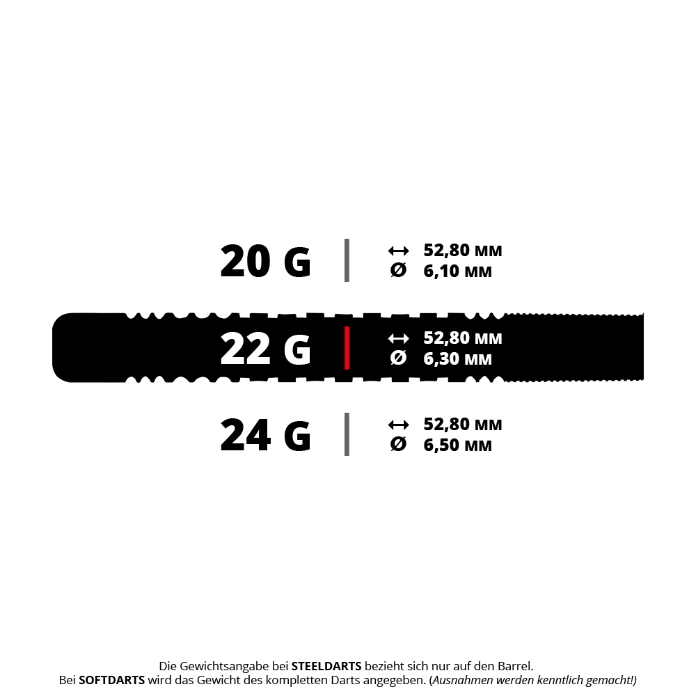 Fléchettes en acier Unicorn Wraith de James Wade Das ist ein Bild von Unicorn Wriath James Wade Steeldarts in der 22g Variante. Die Dartpfeile sind detailliert dargestellt.