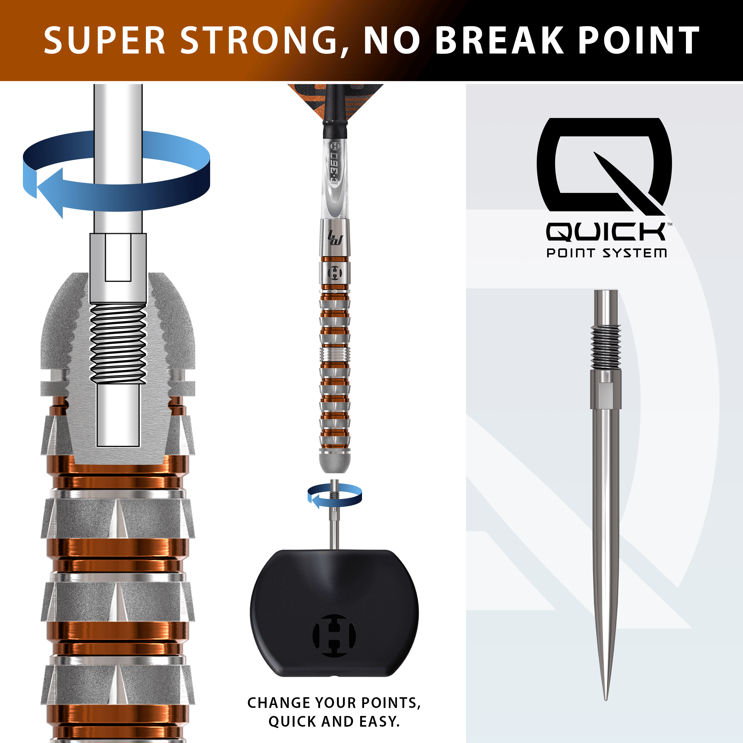Fléchettes en acier à pointe rapide Luke Woodhouse série 3 de Harrow Harrows Luke Woodhouse Series 3 Quick Point Steeldarts ist hier abgebildet. Diese Steeldarts sind für präzises Spiel entwickelt.