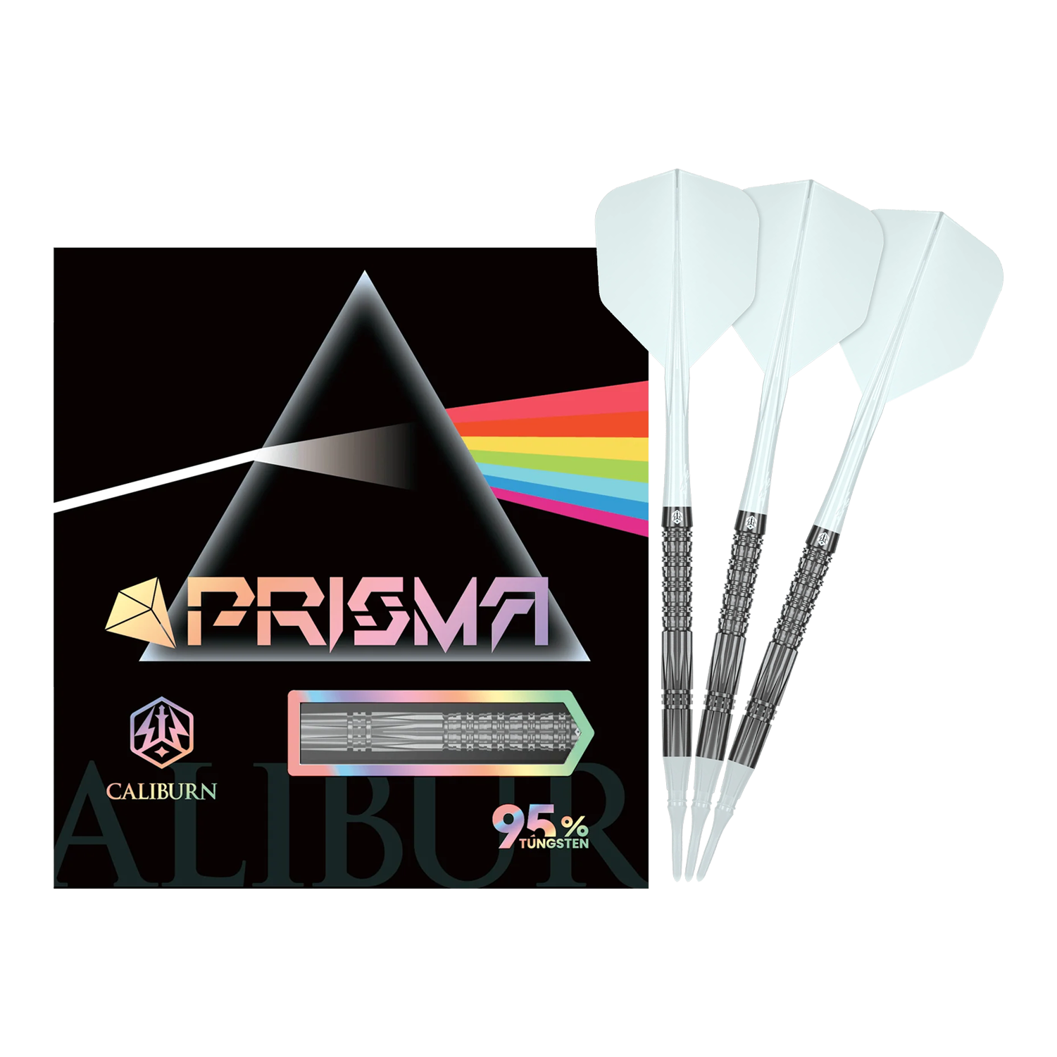 Fléchettes souples Caliburn Prisma P2 - 20 g Hier sieht man die Caliburn Prisma P2 Softdarts mit einem Gewicht von 20g. Sie sind ideal für alle, die Wert auf hochwertige Darts legen.