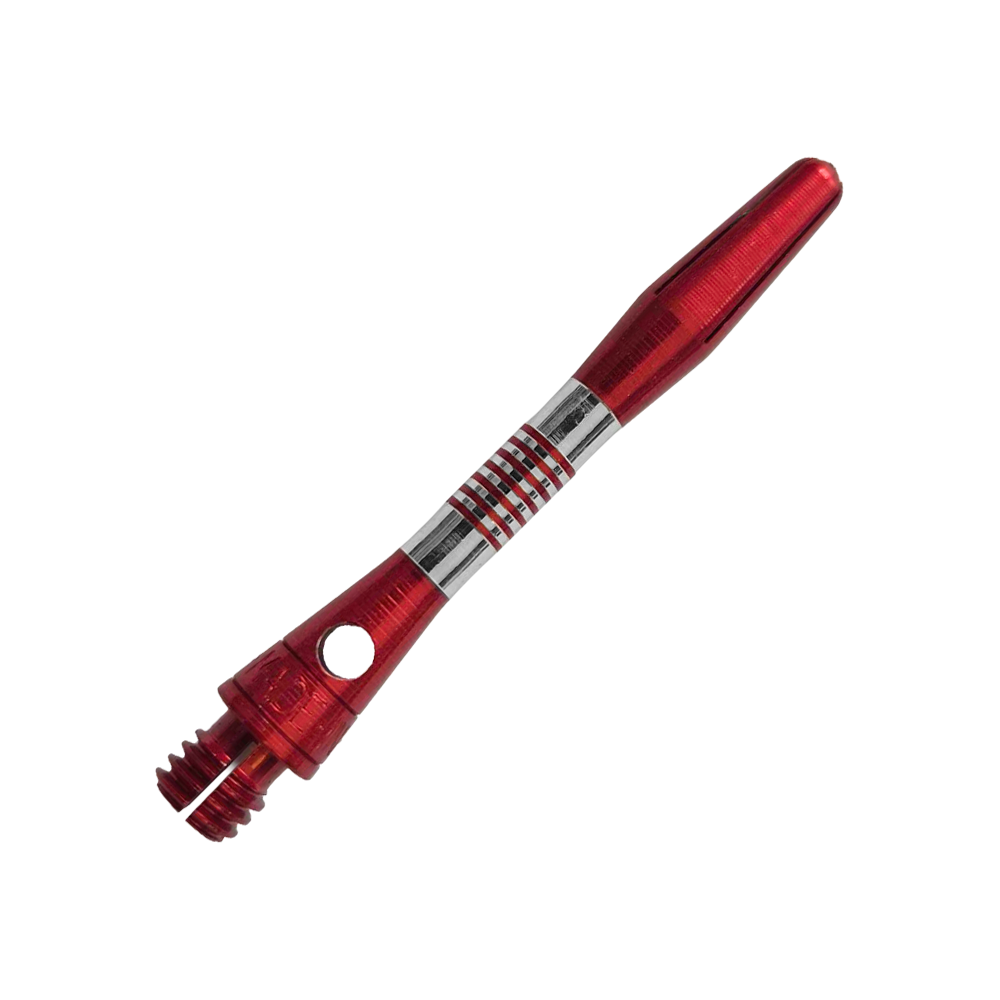 Tiges en aluminium Cetra Bulls NL - Rouge Gezeigt werden rote BullsNL Cetra Aluminium Shafts mit einer Länge von 34 mm. Das Produkt ist für das Dartspiel gedacht.