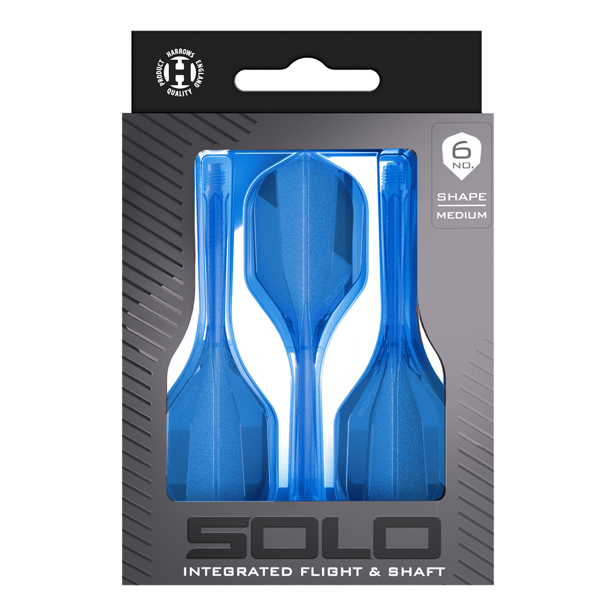 Système de flèche Harrows Solo No6 - Bleu Zu sehen ist das Harrows Solo No6 Flight-Shaft-System in Blau. Das Produkt wird aus einer bestimmten Perspektive gezeigt.