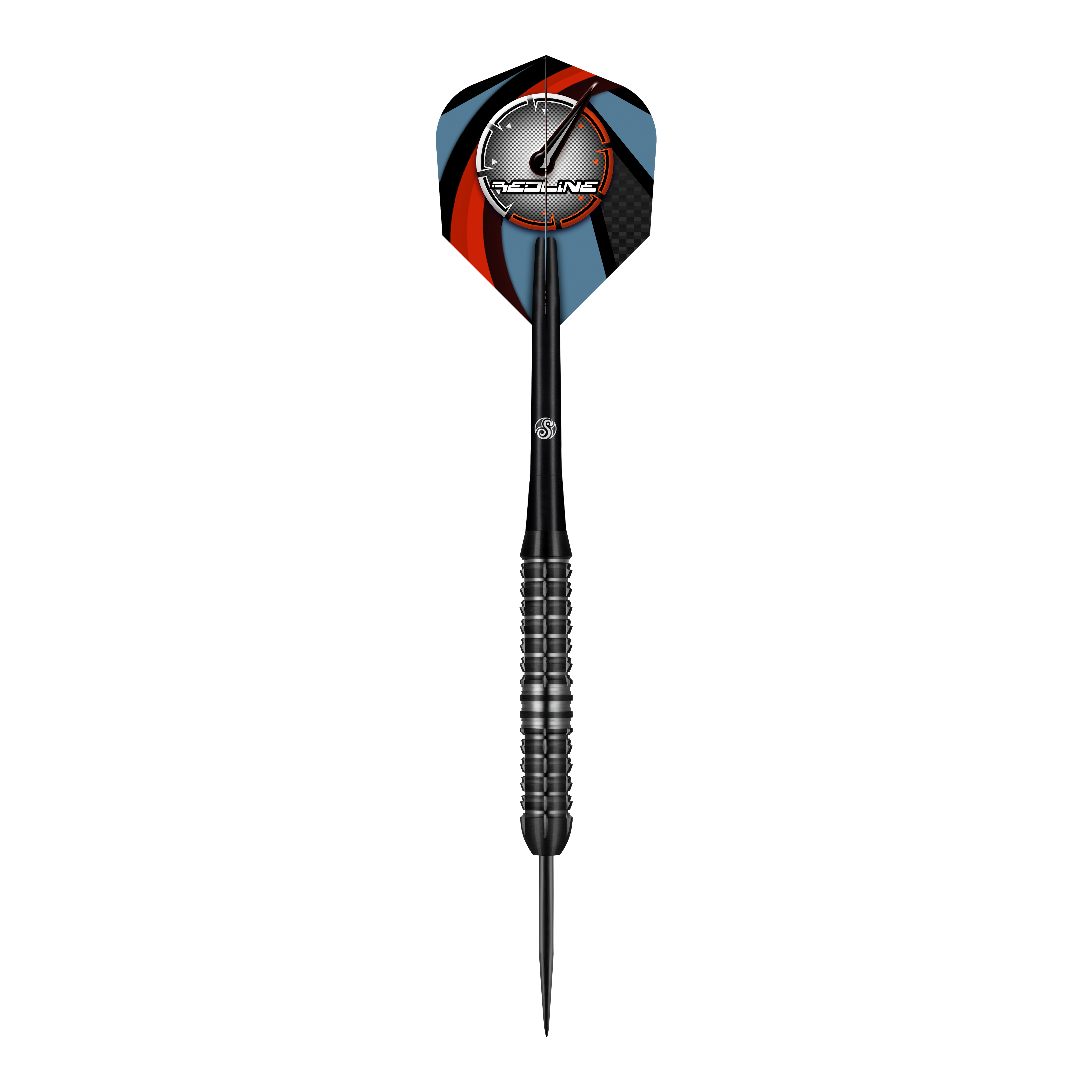Fléchettes Shot Redline Blazed Steel Der Shot Redline Blazed Steeldart ist ein schwarzer Dartpfeil mit einem gerillten Griff und einer spitzen Metallspitze. Das Dartflight zeigt ein modernes Design mit rot, blau und schwarzen Farben sowie dem "Redline"-Logo.