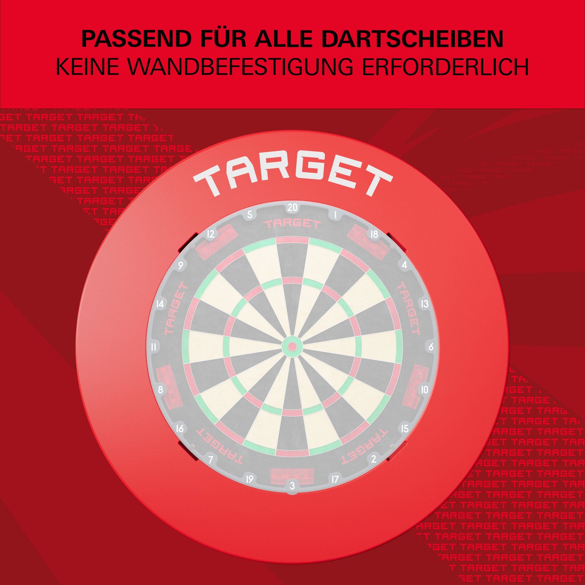 Target à encoches pour fléchettes Das Bild zeigt eine rote Umrandung für ein Dartboard. Die Struktur ist klar zu erkennen.