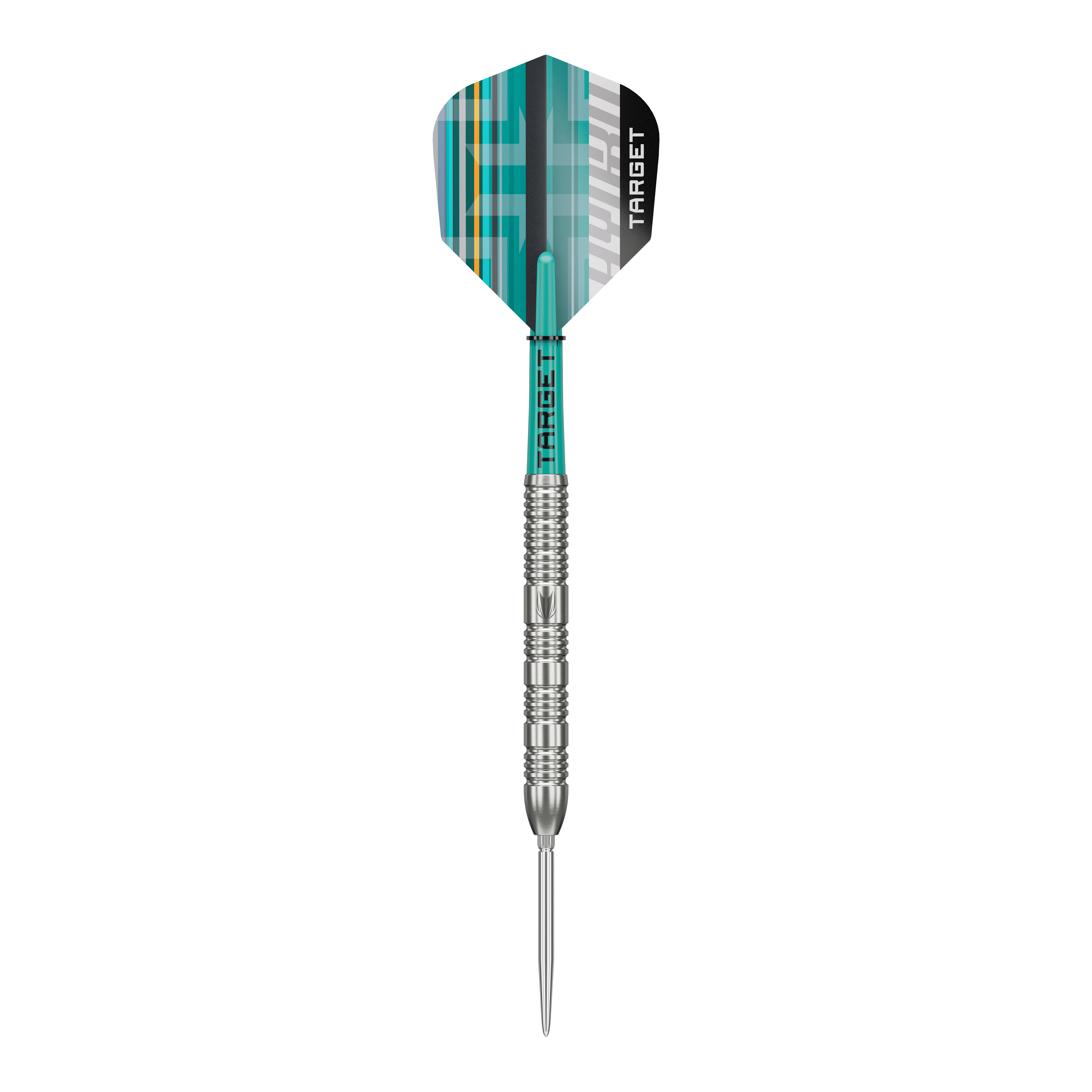 Fléchettes en acier Target Hydro 02 Swiss Point Auf dem Foto sind Target Hydro 02 Swiss Point Steeldarts zu sehen. Die Darts liegen in einer typischen Anordnung bereit.