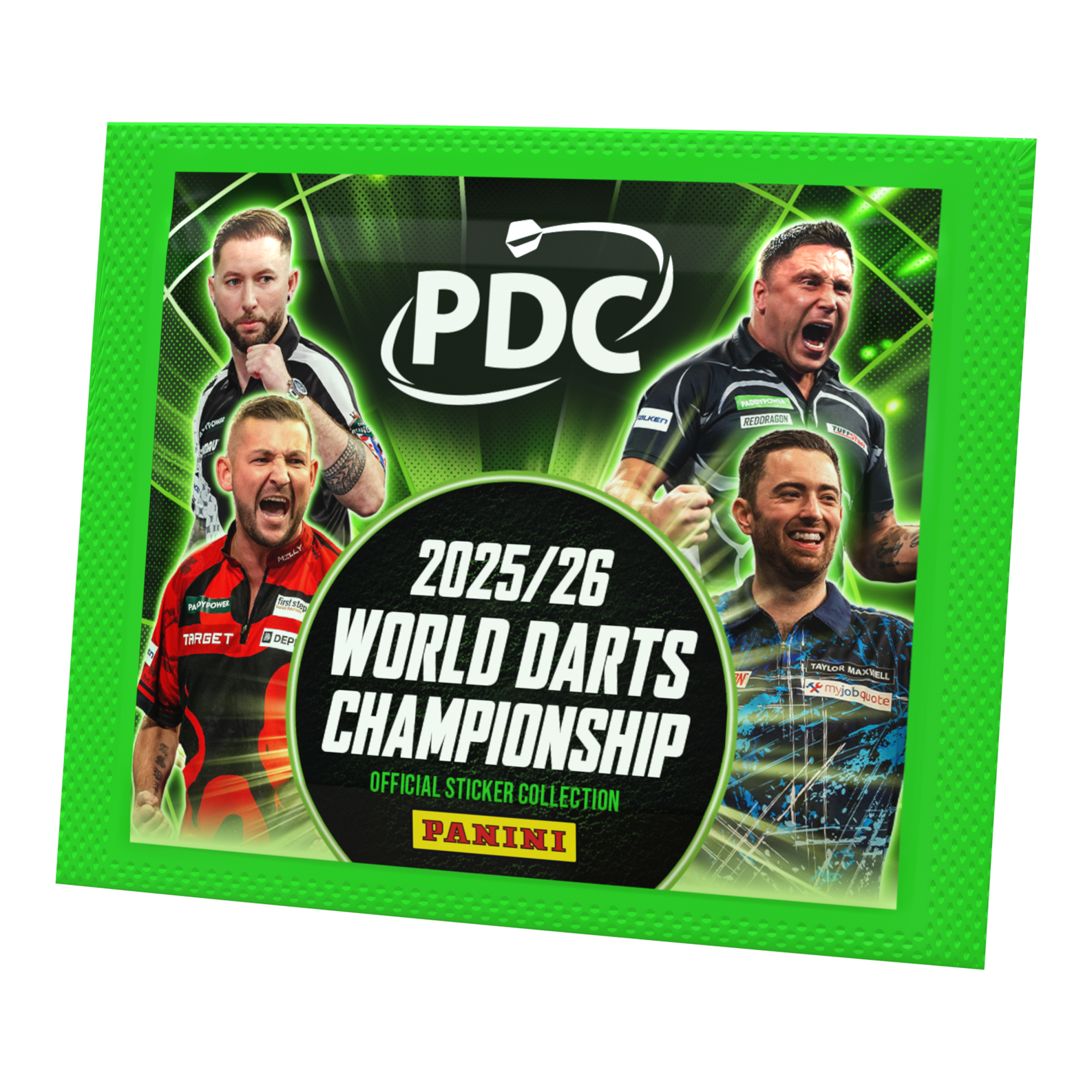 Panini PDC Championnat du monde de fléchettes 2025/26 - Pack d'autocollants Panini PDC World Darts Championship 2025/26 - Sticker Pack. Die Packung enthält Sticker für das Sammelalbum der Darts-Weltmeisterschaft.