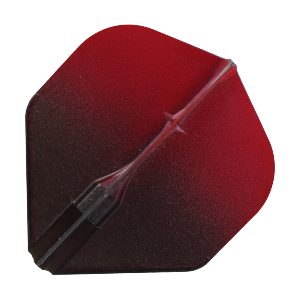 Volets L1EZ bicolores de style L Das Bild zeigt ein Dart-Flight in den Farben Schwarz und Rot. Es hat eine zweifarbige Gestaltung mit einem sanften Farbverlauf von Schwarz zu Rot.