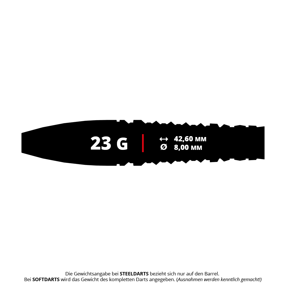 Fléchettes en acier Target Japan Junya Koikawa Charm Smash GEN3 Swiss Point - 23 g Das Bild zeigt das Produkt "Target Japan Junya Koikawa Charm Smash GEN3 Swiss Point Steeldarts - 23g". Der Dart-Barrel wiegt 23 Gramm, ist 42,60 mm lang und hat einen Durchmesser von 8,00 mm.