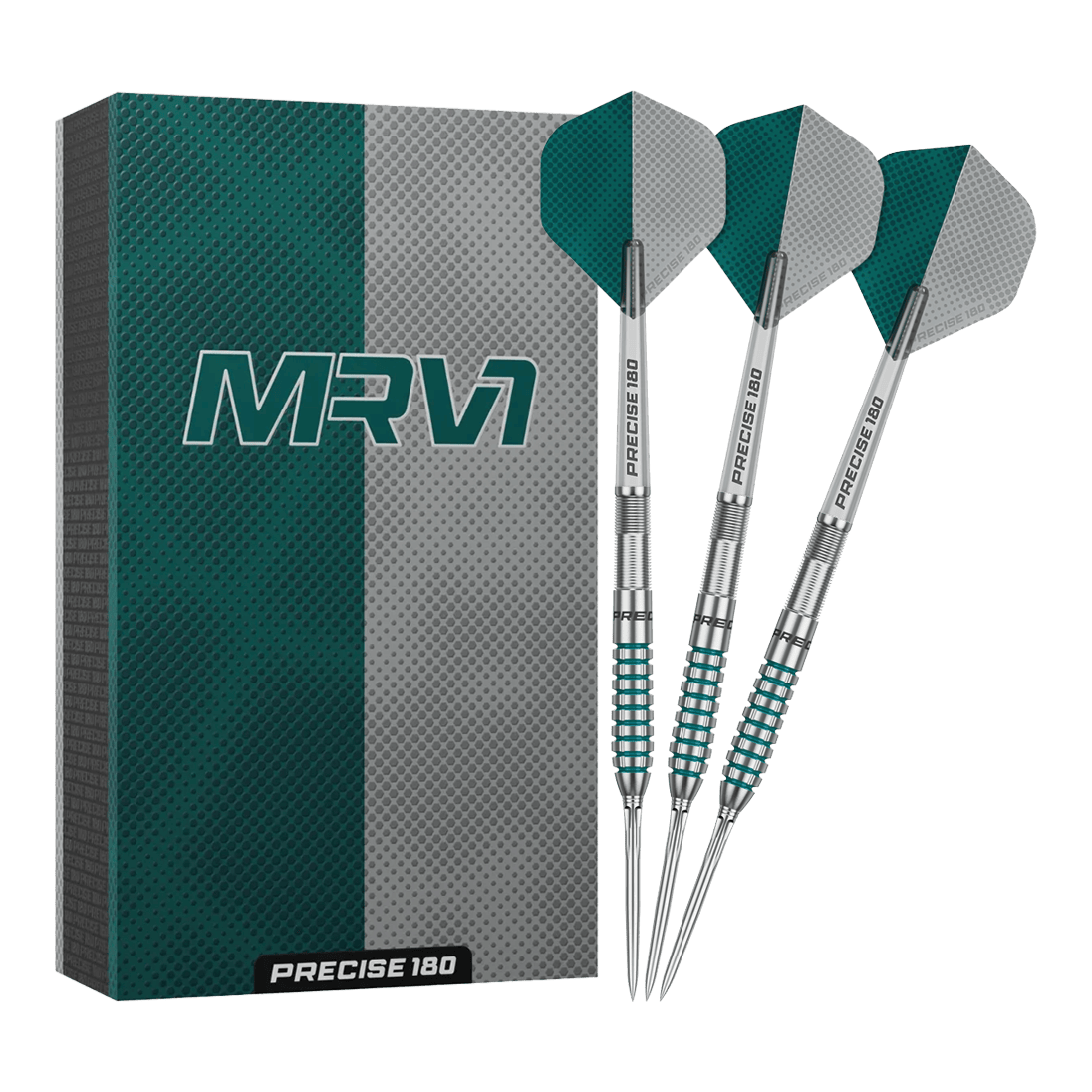 Fléchettes en acier Precise 180 MRV1 Hier sieht man die Precise 180 MRV1 Steeldarts - 23g in voller Länge. Sie sind ideal für genaue Würfe im Dartspiel.