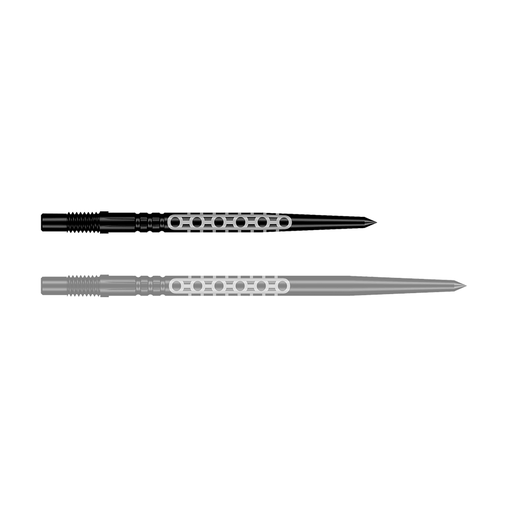 Pointes de fléchettes Shot Turbo Point Goths - Noires Ein schwarzer Dartpfeil mit markantem Design ist im Bild. Der Pfeil ist robust verarbeitet.