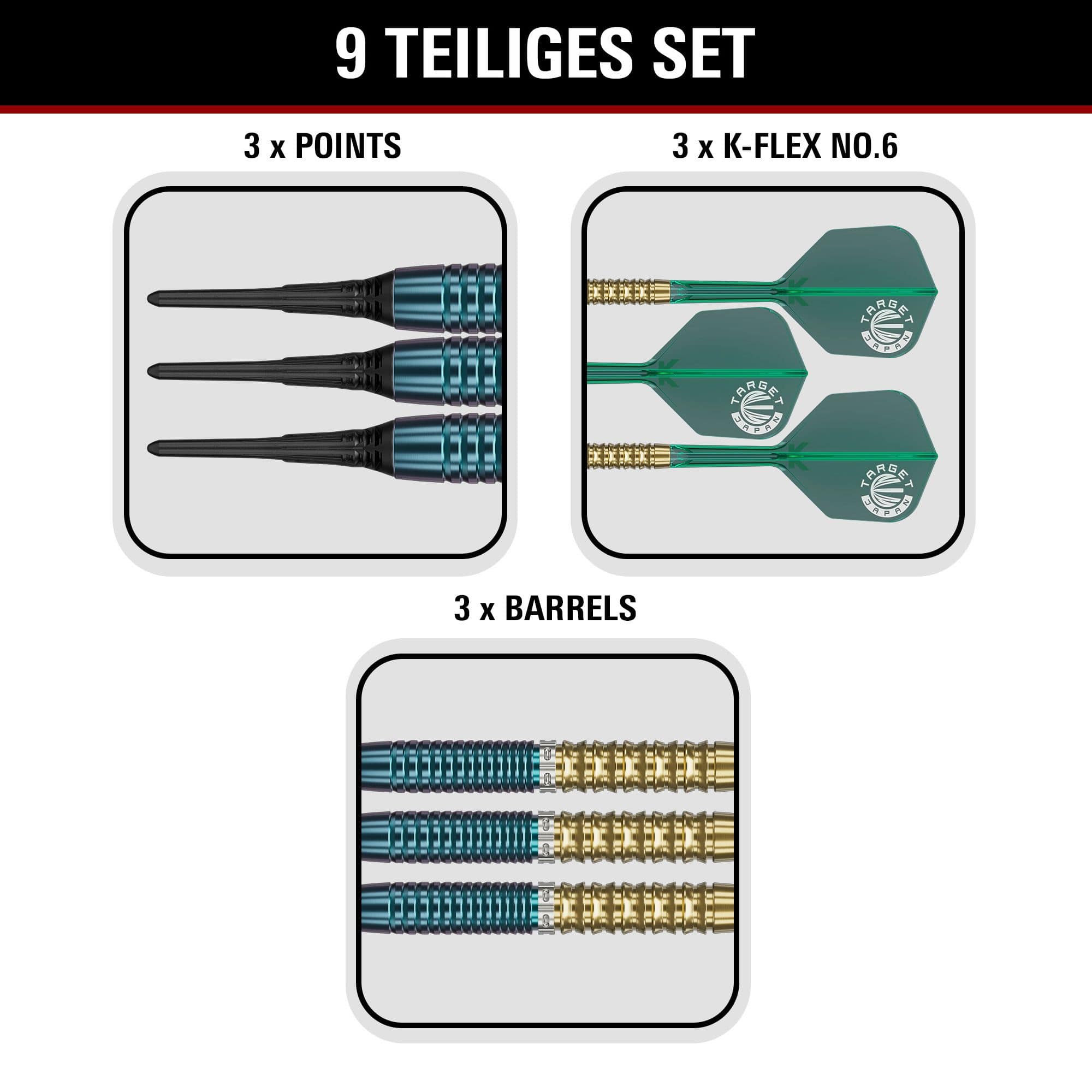 Fléchettes souples Target Japan Prime Series Zenith GEN 2.5 - 20 g Gezeigt werden hier die Target Japan Prime Series Zenith GEN 2.5 Softdarts - 20g. Sie sind speziell für Softdartspieler entwickelt.