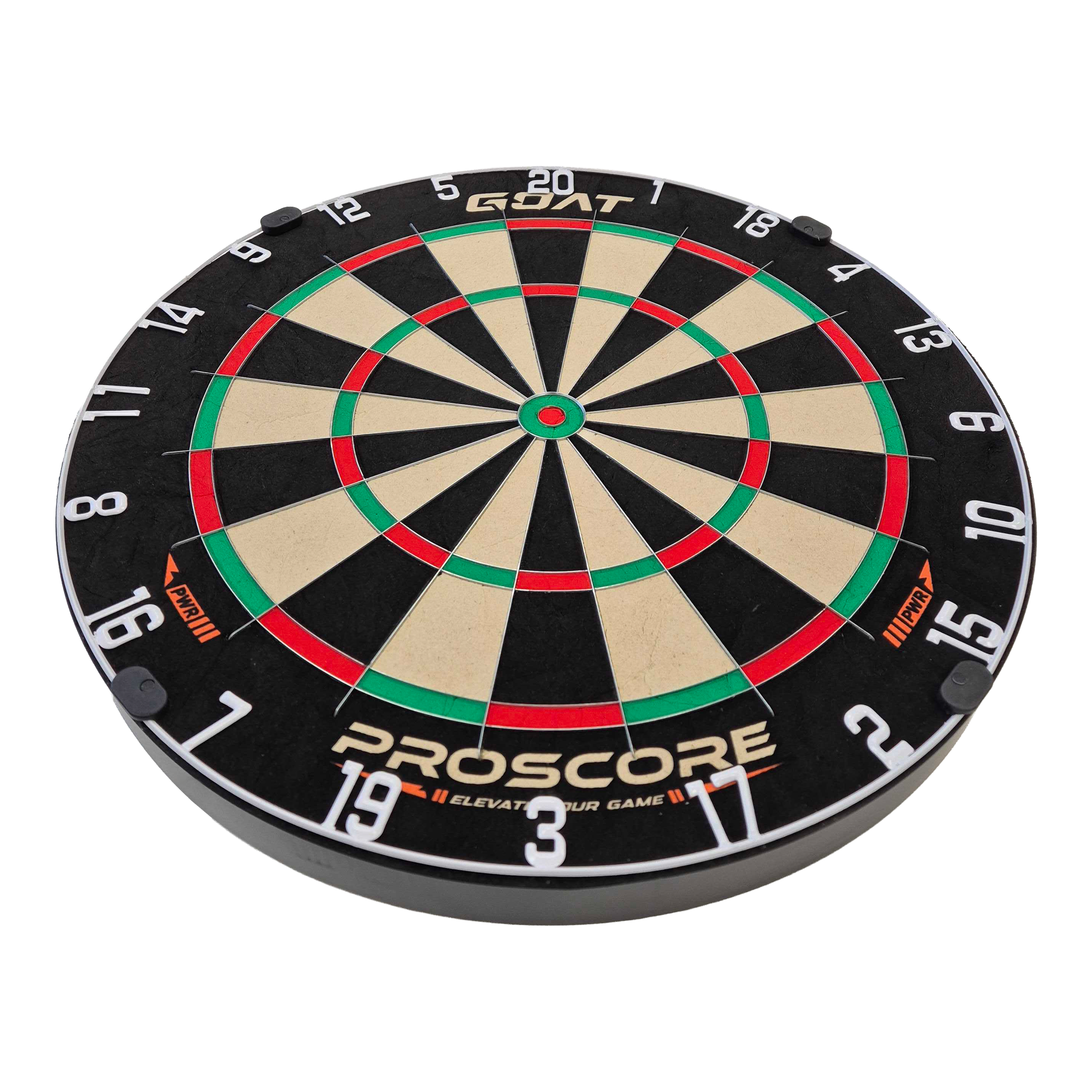 Cible de fléchettes en acier GOAT Proscore PWR Hier ist das GOAT Proscore PWR Steeldartboard zu sehen. Das Produkt bietet ideale Bedingungen für Steeldartfans.