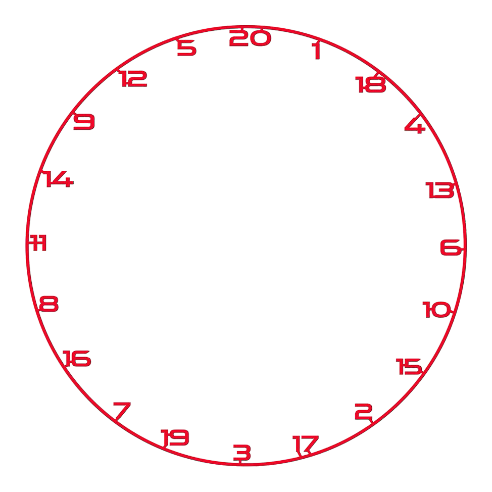Anneau numéroté pour cible de fléchettes Bullet Das Bild zeigt einen roten Zahlenring für ein Dartboard. Der Name der Datei ist BT1000120_Bullet_Dartboard_Zahlenring_Rot_1.