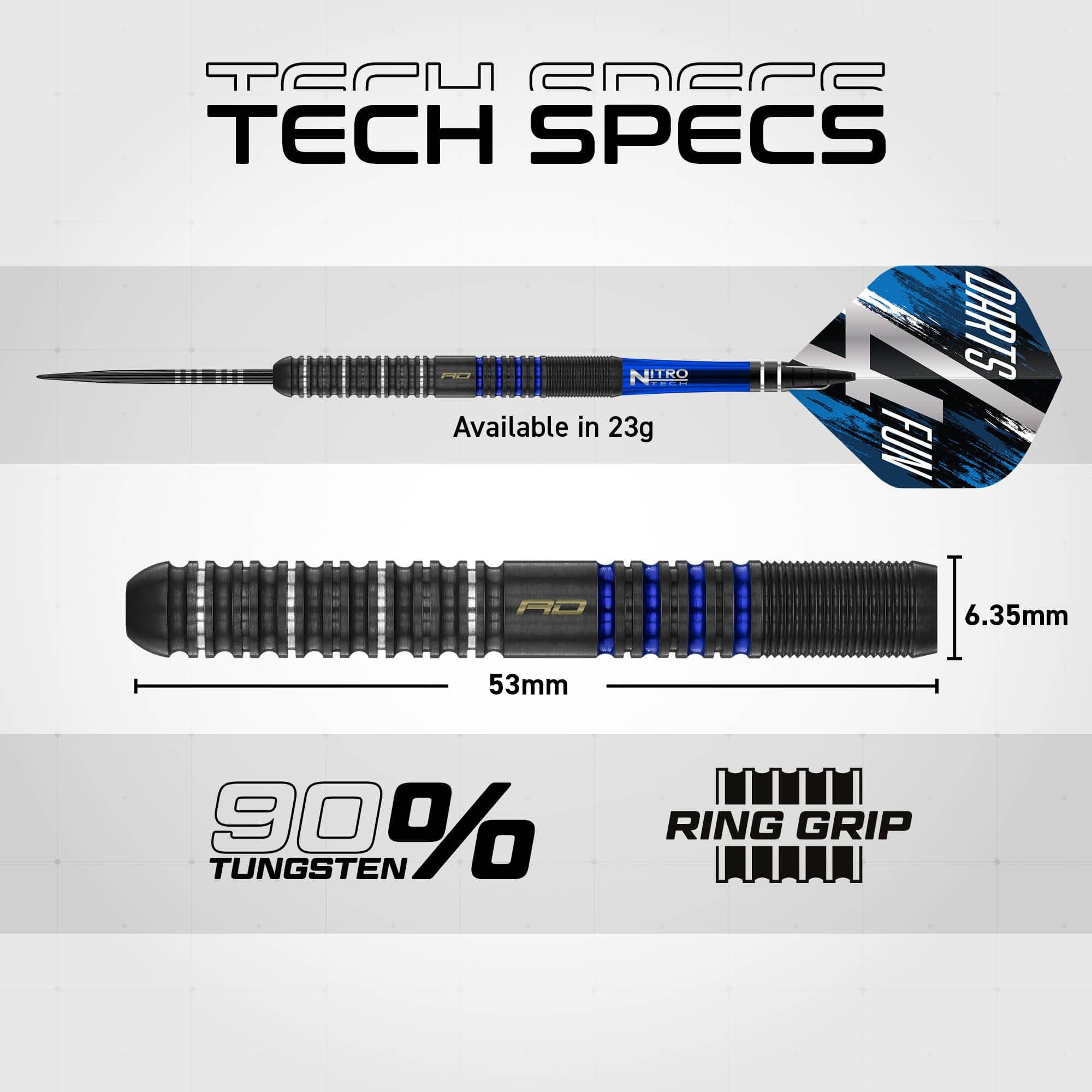 Fléchettes en acier Red Dragon David Williams V1 - 23 g Das Bild zeigt Red Dragon David Williams V1 Steeldarts - 23g. Dieses Produkt ist ideal für Dartsport-Enthusiasten.