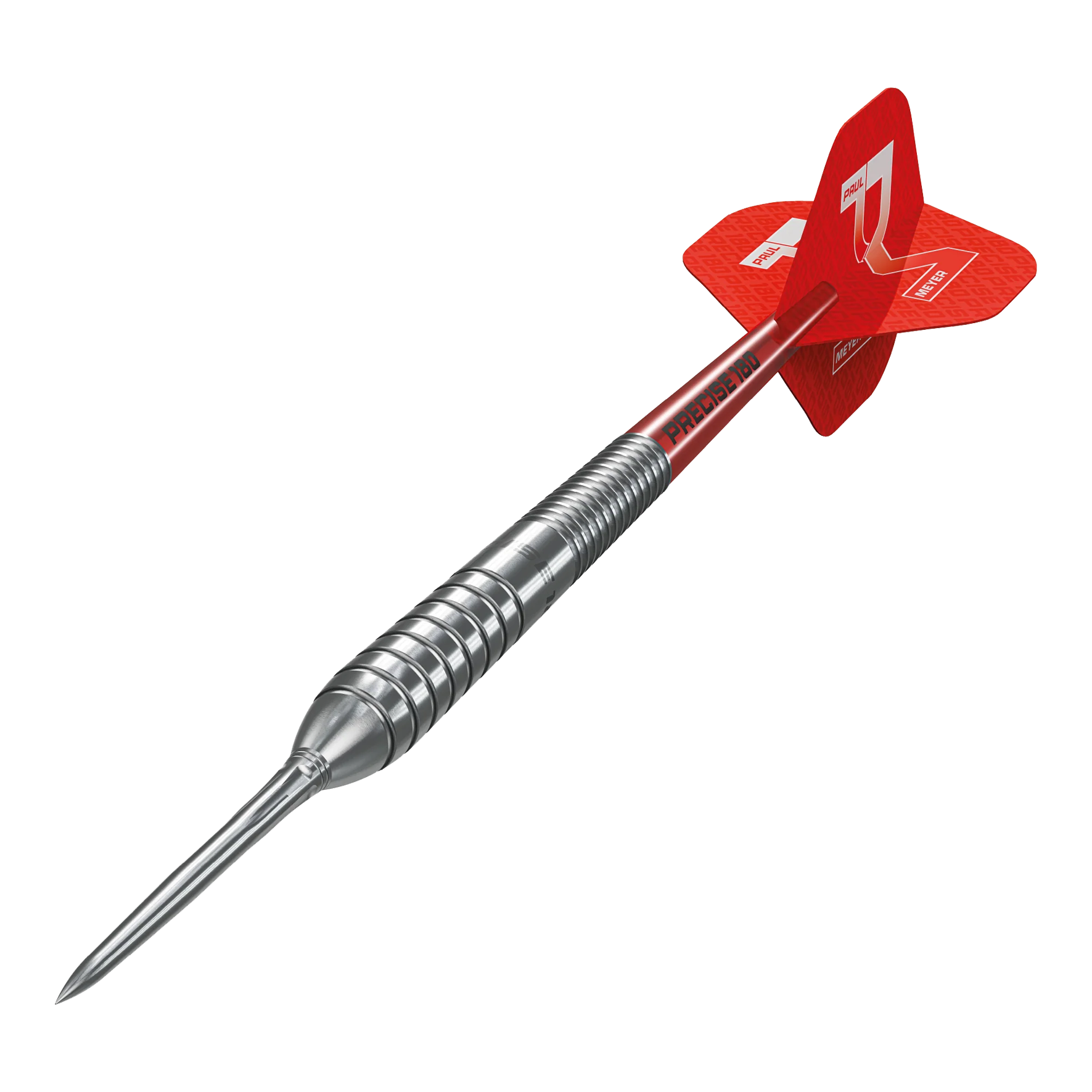 Fléchettes en acier Precise 180 Paul Meyer Version 1 Das Bild stellt die Precise 180 Paul Meyer Version 1 Steeldarts dar. Sie zeichnen sich durch ihre Präzision aus.