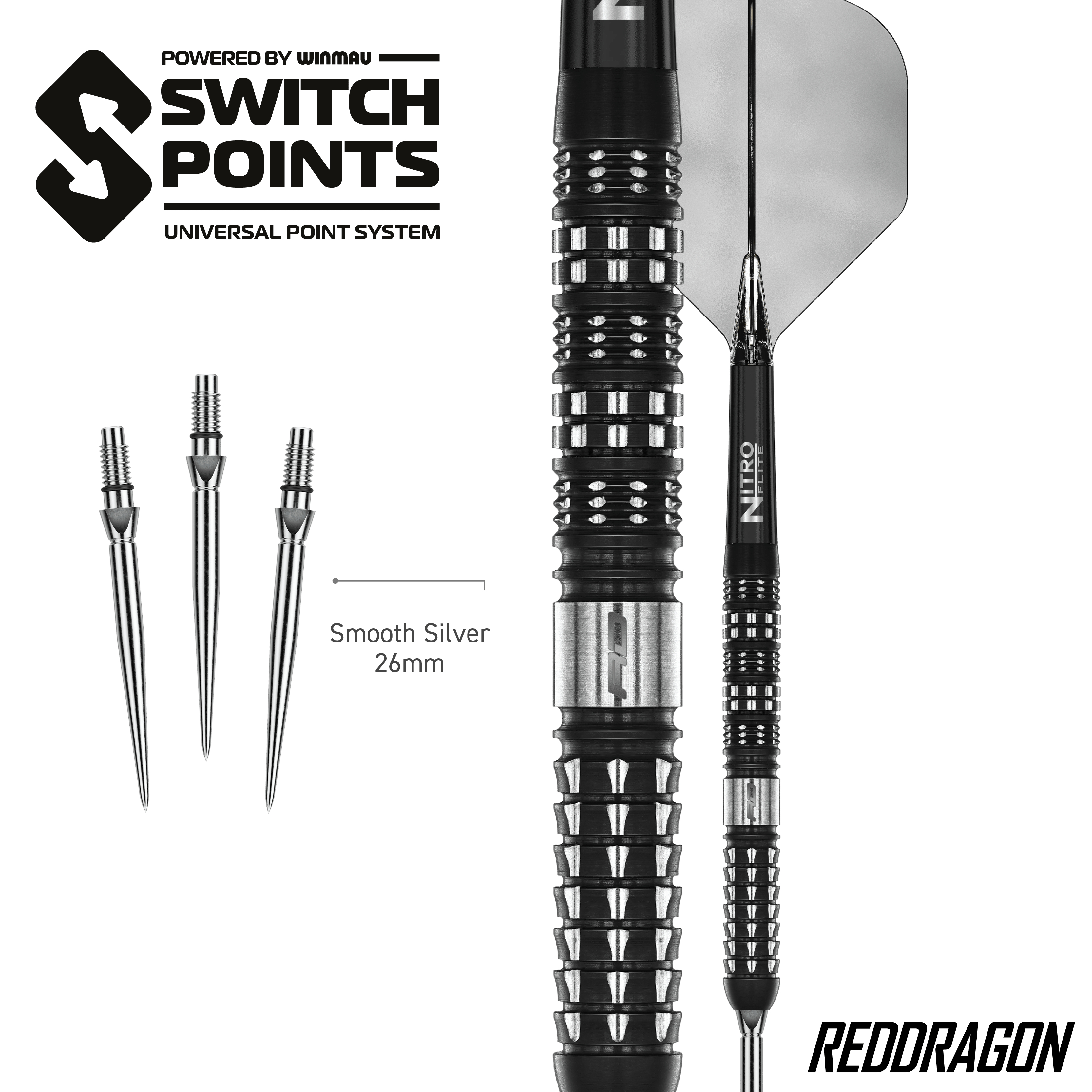 Fléchettes en acier parallèles Red Dragon Recon Auf dem Bild sind die Red Dragon Recon Parallel Steeldarts zu sehen. Die Darts haben ein paralleles Barrel-Design für gleichmäßigen Griff.