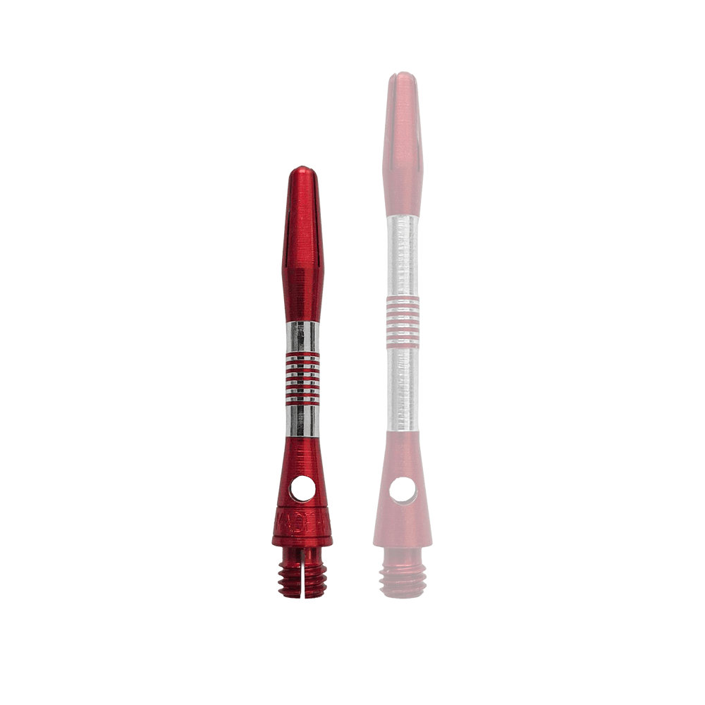 Tiges en aluminium Cetra Bulls NL - Rouge Bild zeigt rote Aluminium Shafts mit einer Länge von 34 mm. Es handelt sich vermutlich um Zubehör für Darts.
