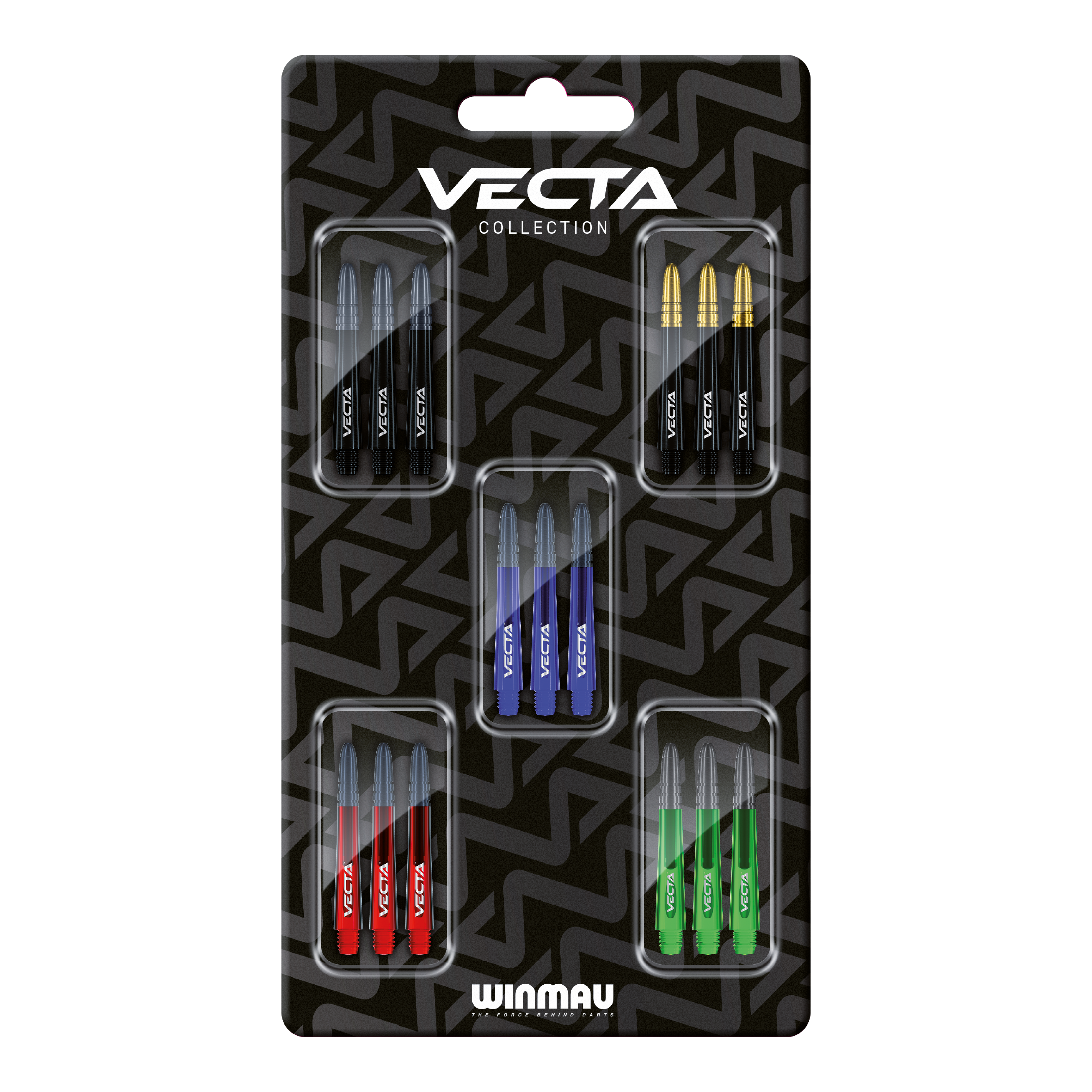 Collection de manches Winmau Vecta Abgebildet ist die Winmau Vecta Shaft Collection. Diese Produkte sind hochwertige Dartschäfte.