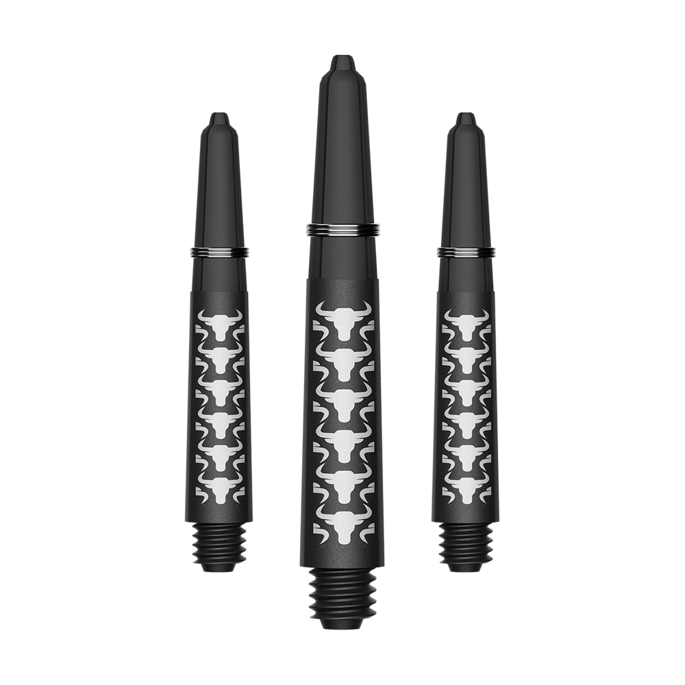 Tiges en carbone Bulls NL Capo - Blanches Zu sehen ist ein Set von weißen kurzen Carbon Shafts für Darts. Die Schäfte haben eine Länge von ca. 34 mm und sind aus Kohlefaser.