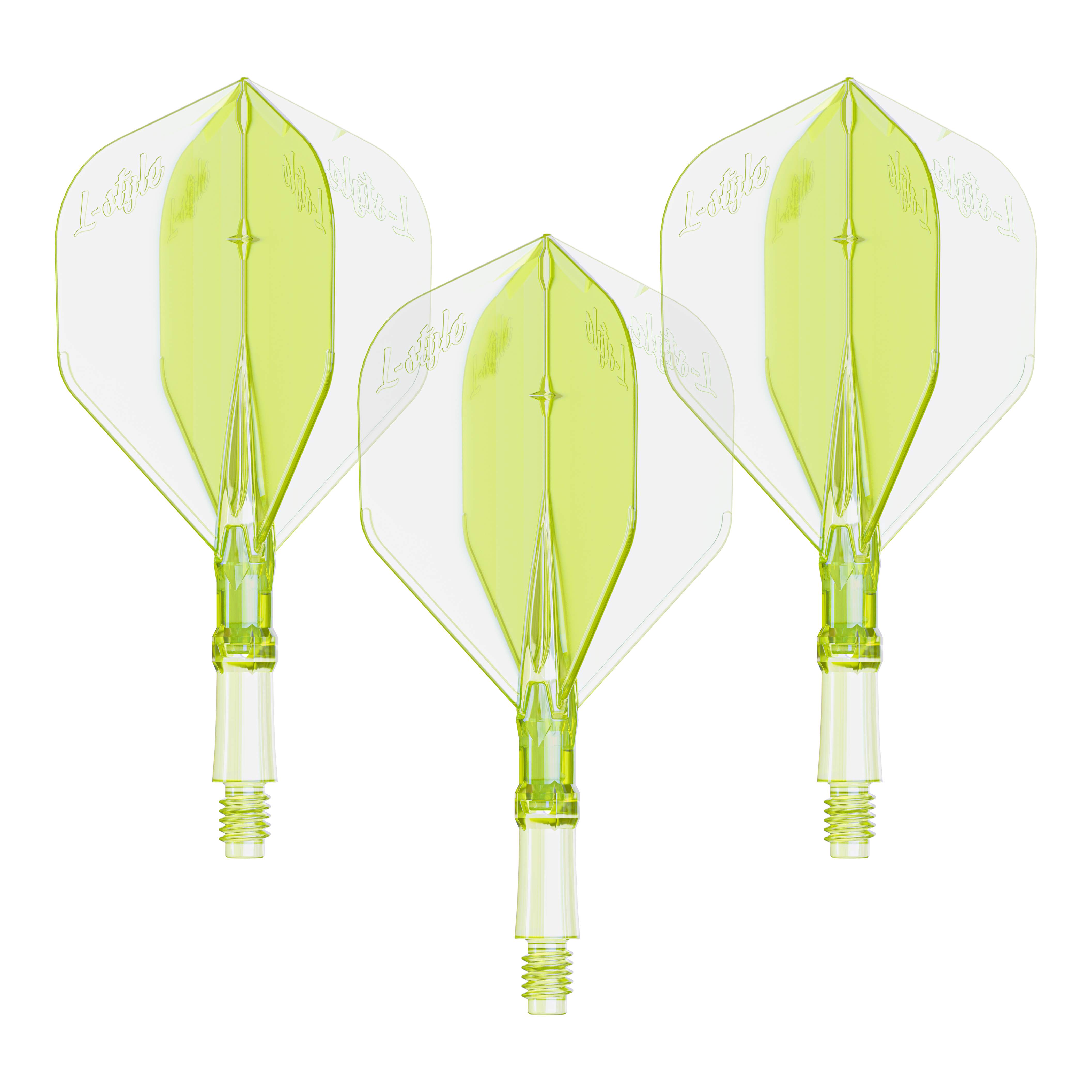 Éclairage L-L-Style-System - Jaune néon Das Bild zeigt ein Set von Flights für Dartpfeile in Neon-Gelb, kleine Größe. Geeignet für das L-Style L-System.