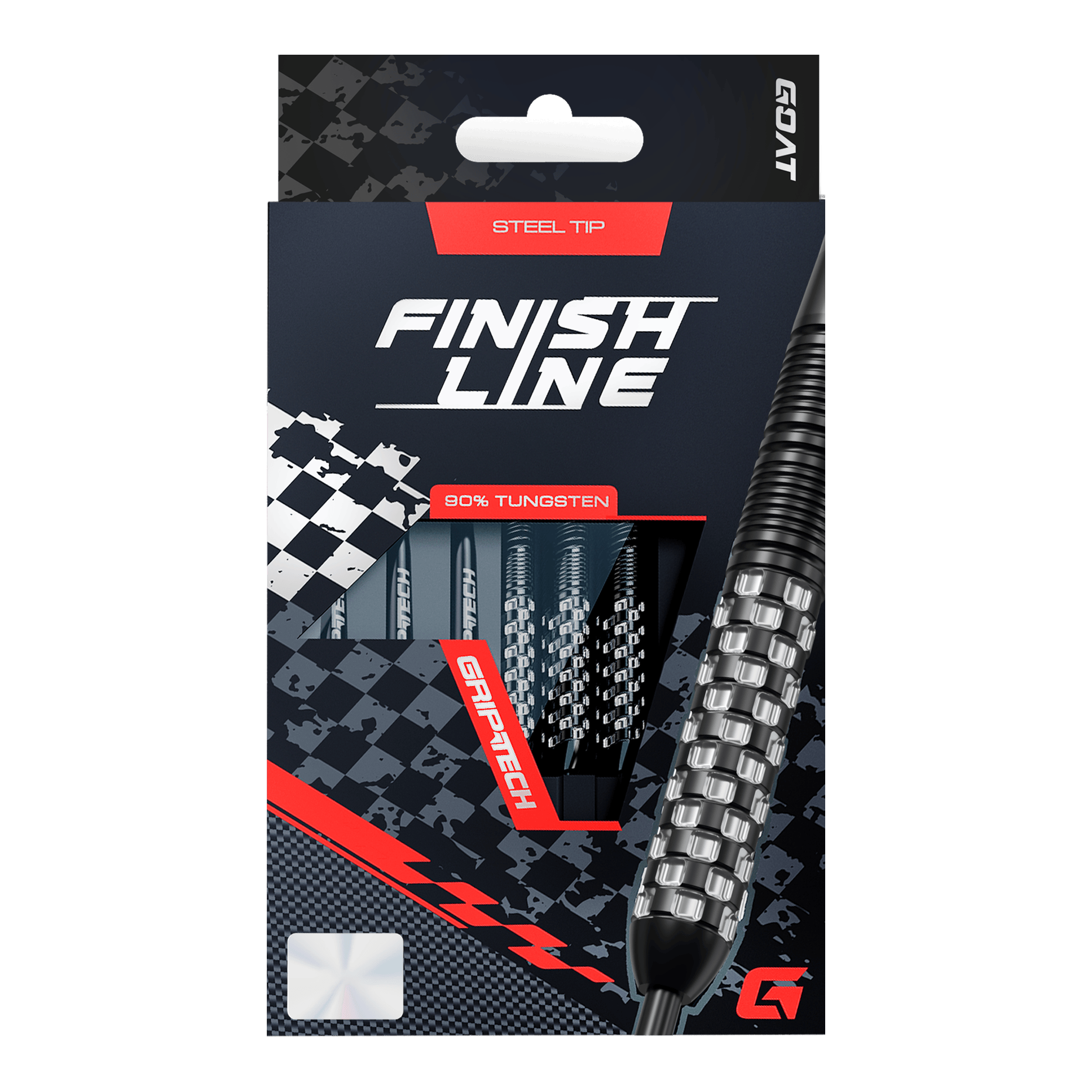 Fléchettes en acier GOAT Finish Line Gezeigt werden GOAT Finish Line Tungsten Steeldarts. Die Darts bieten präzise Kontrolle und eine gute Balance.