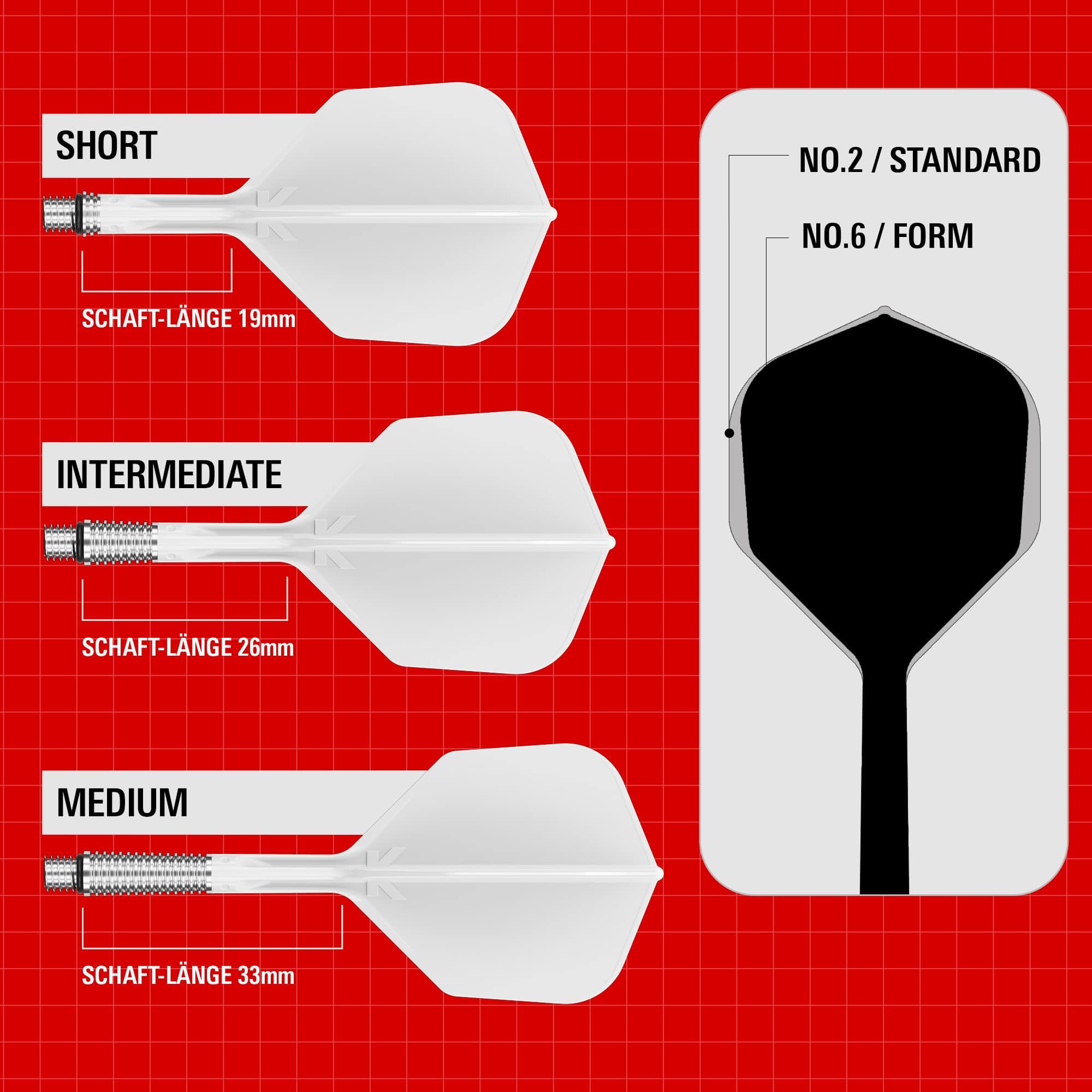 Ailerons Target K-Shift No6 - Blanc Das Bild zeigt die Target K-Shift No6 Flights in Weiß. Es handelt sich um Dart-Flights in weißer Farbe.