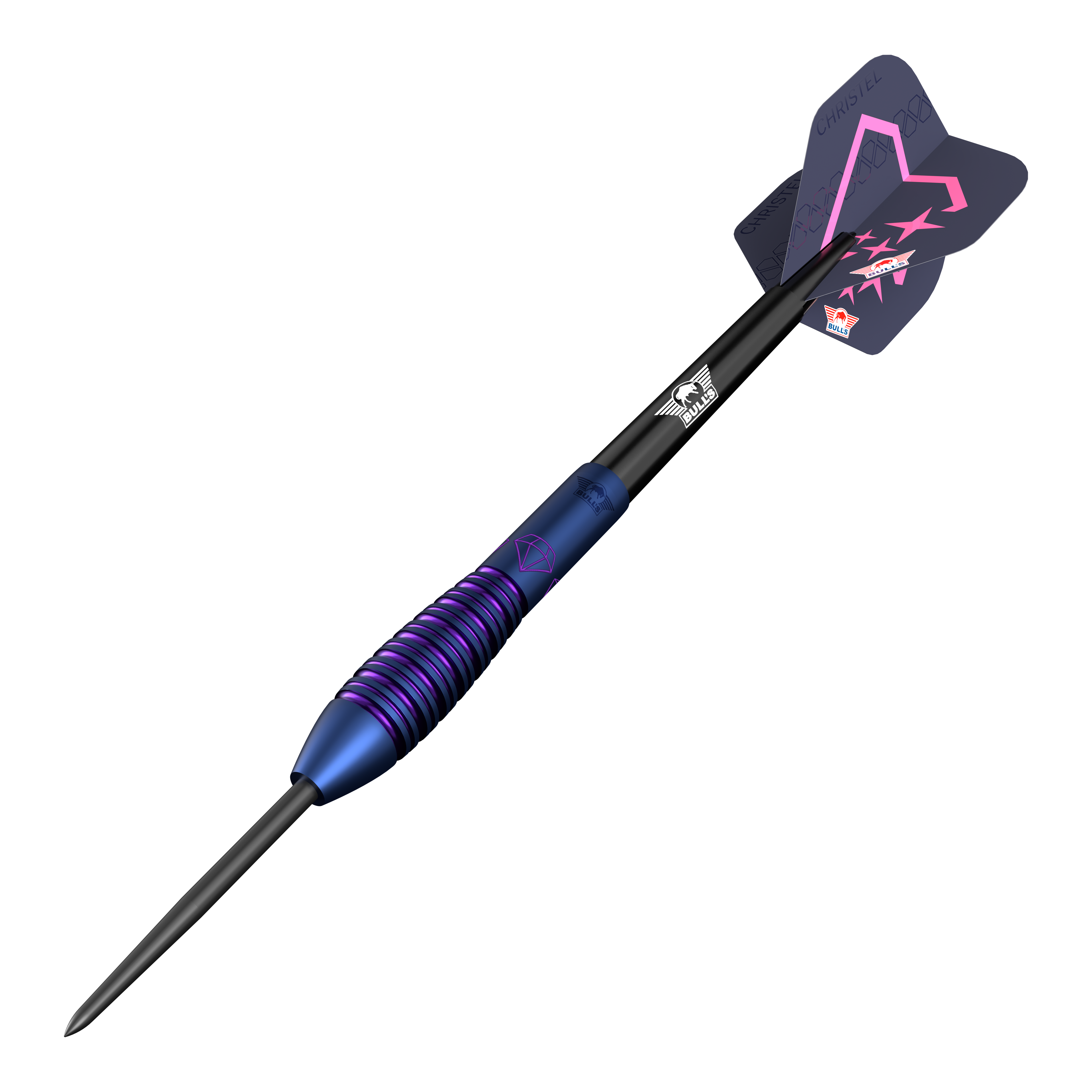 Bulls NL Christel Timmermans Satellite 90 fléchettes en acier 25g Das Bild zeigt die Bulls NL Christel Timmermans Satellite 90 Steeldarts 25g. Diese Darts eignen sich besonders für Turnierspieler.