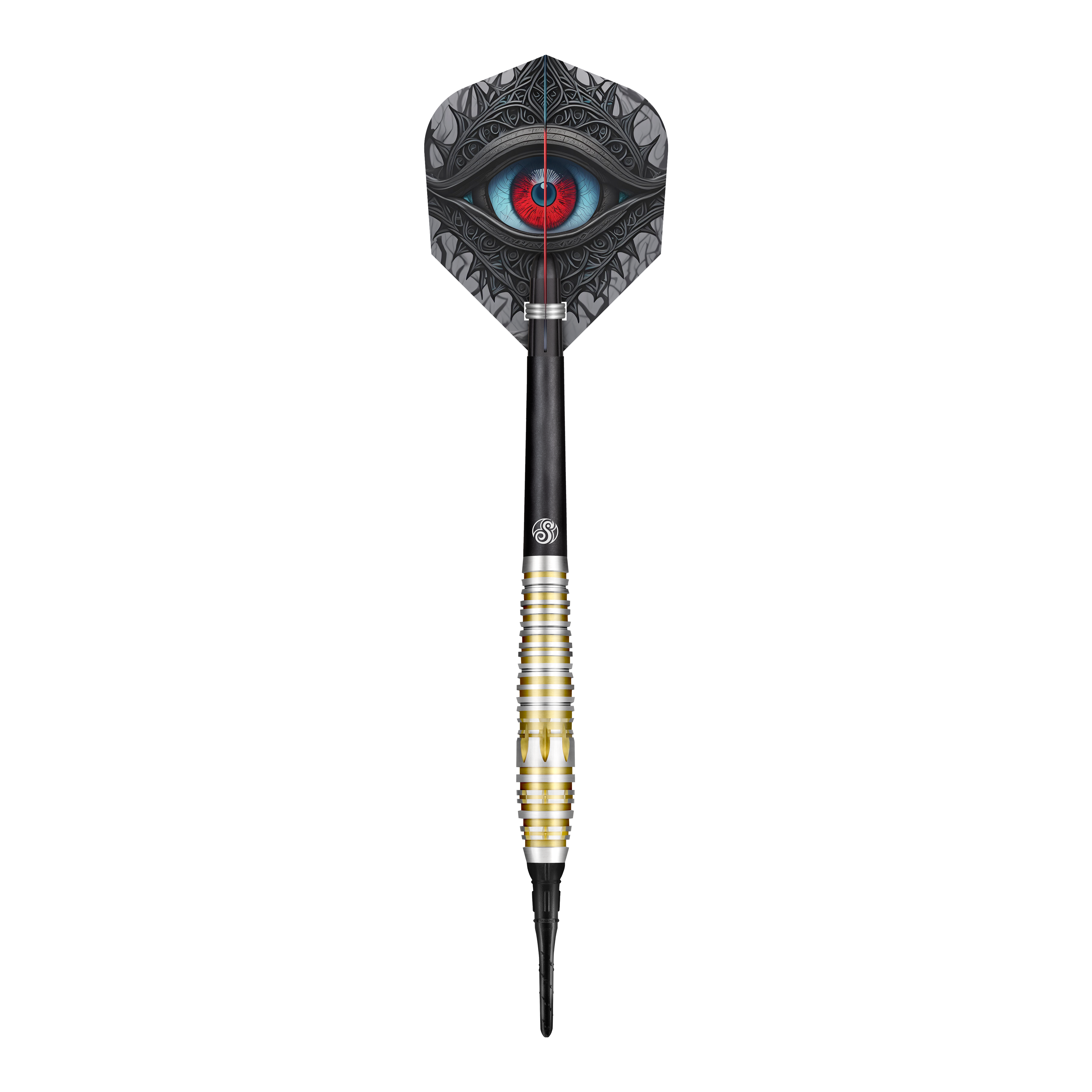 Fléchettes souples Shot Celt Balor Der Shot Celt Balor Softdart ist ein eleganter Dartpfeil mit einem auffälligen Design. Auf der Flight ist ein großes, detailliertes Auge abgebildet.