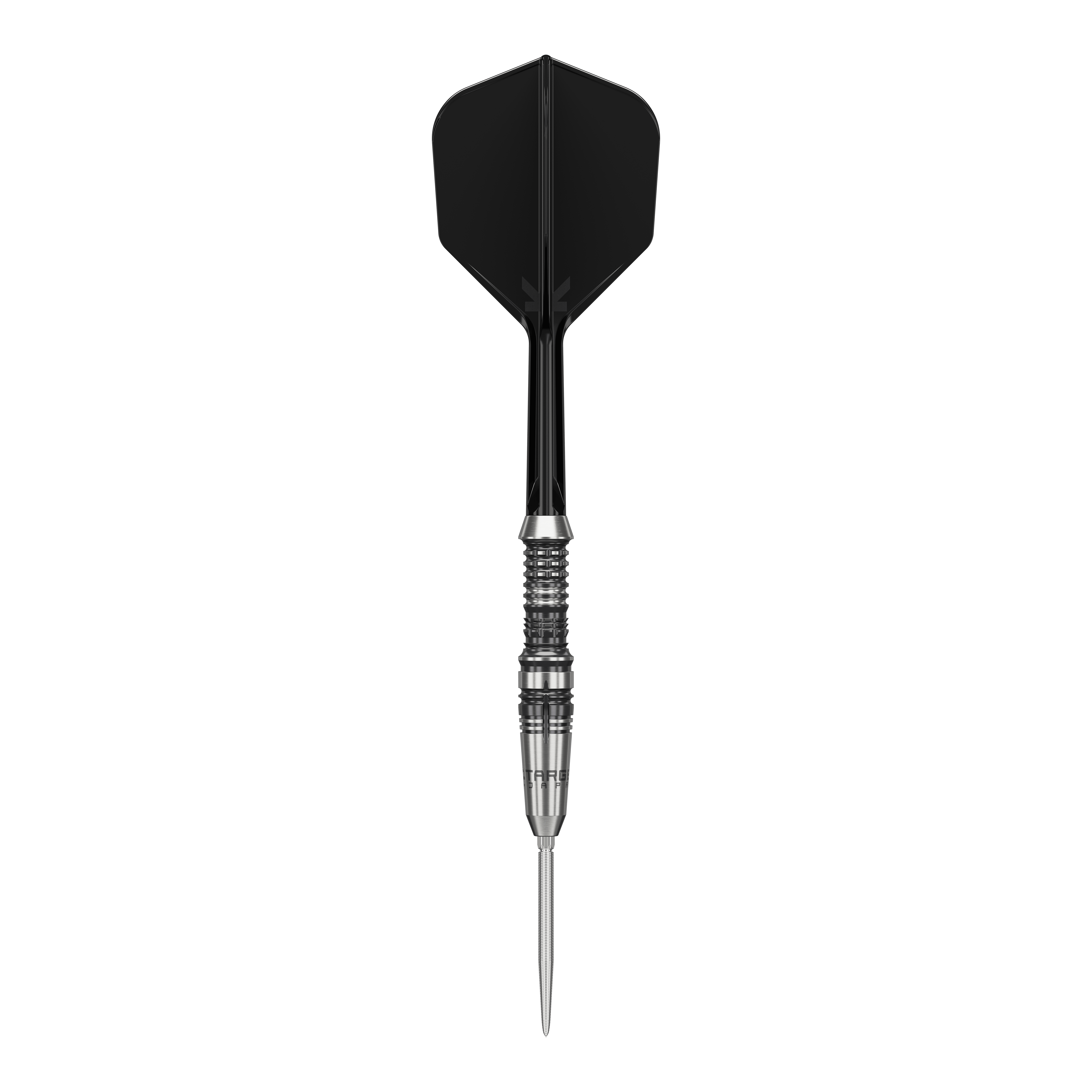 Target Japan Black Marque Heracles Steeldarts Dieses Bild zeigt einen Target Japan Black Marque Heracles Steeldart. Der Dart hat eine schwarze Flight und einen silbernen, gerillten Barrel.