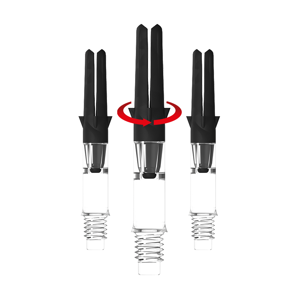 Tige de direction en L en carbone Silent Straight - Transparent Das Bild zeigt das Produkt L-Style L-Shaft Carbon Silent Straight Clear OhneKappen 32mm 1Set Symbol. Vermutlich handelt es sich um einen Dart-Schaft.