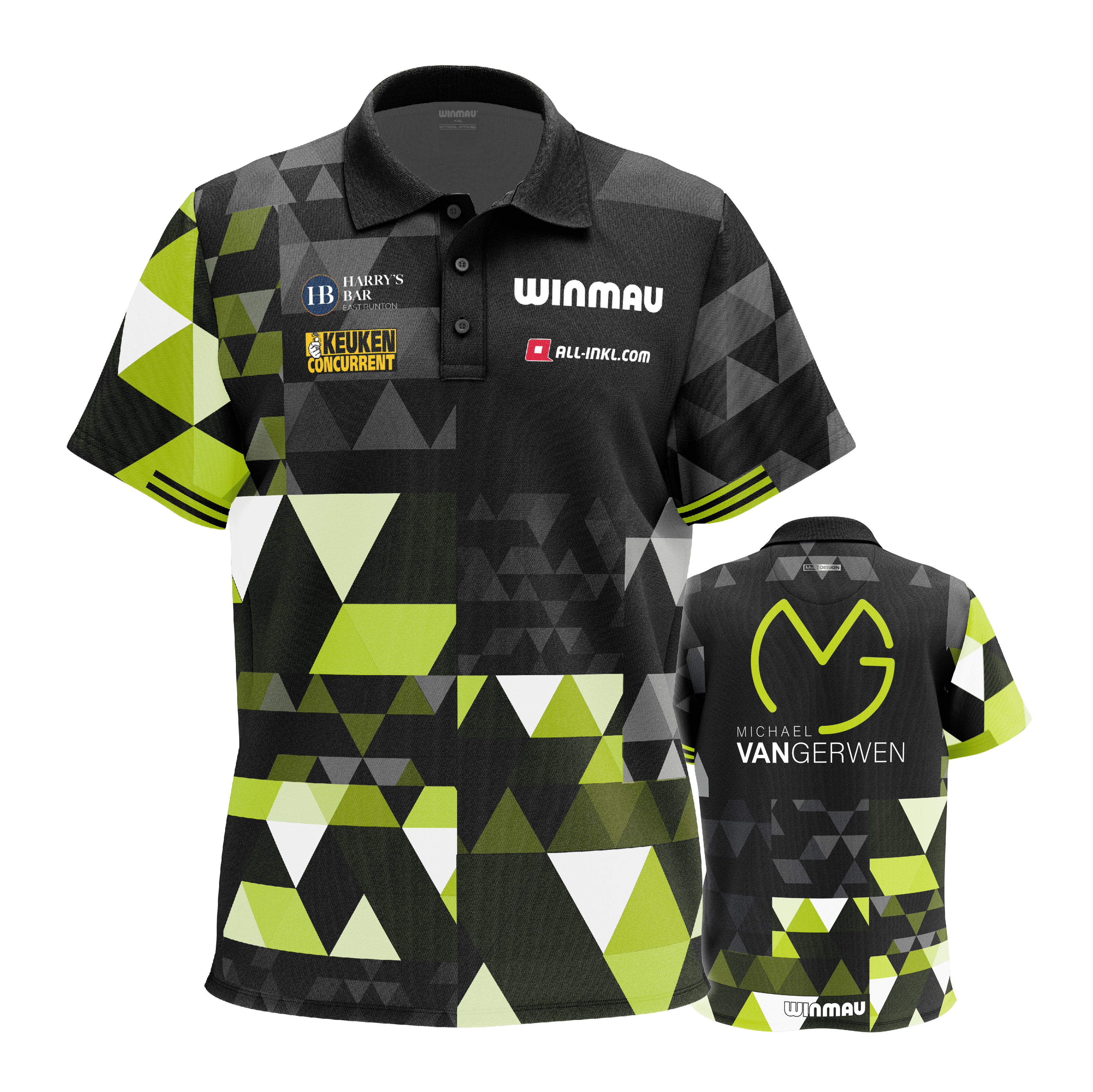 Polo Winmau Michael Van Gerwen édition fan Das Bild stellt das Winmau Michael Van Gerwen Fan-Edition Poloshirt dar. Es ist ein spezielles Fan-Shirt im Stil von Michael Van Gerwen.