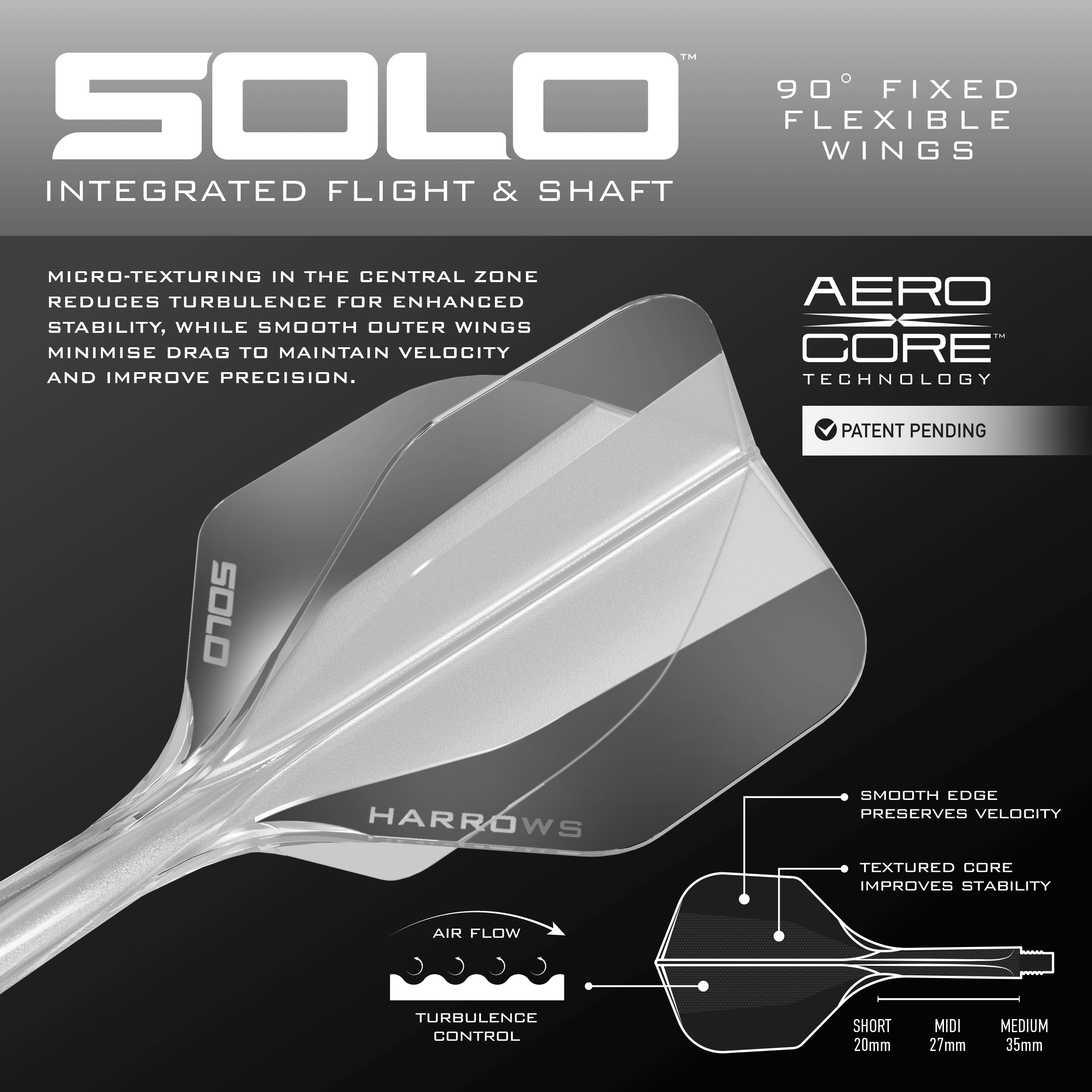 Système d'arbre de vol Harrows Solo No6 - Transparent Gezeigt wird das Harrows Solo No6 Flight-Shaft-System, hier in der Ausführung Clear. Das Produkt ist vollständig dargestellt.
