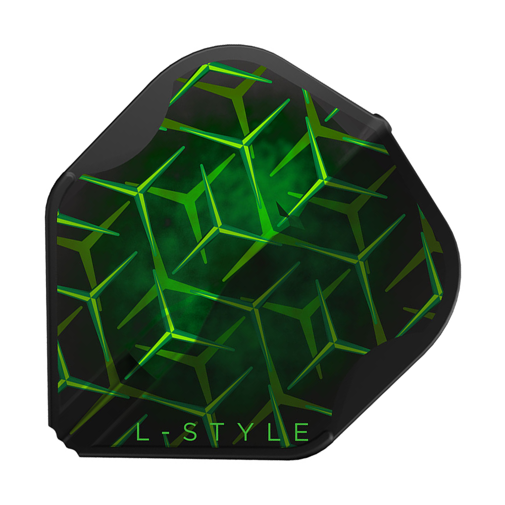 Ailettes L-L-Styleukas Wenig V1 noires L1EZ L-Style Lukas Wenig V1 Black L1EZ Flights sind als Einzelstück mit mattem Finish abgebildet. Die schwarze Farbe hebt die Struktur hervor.