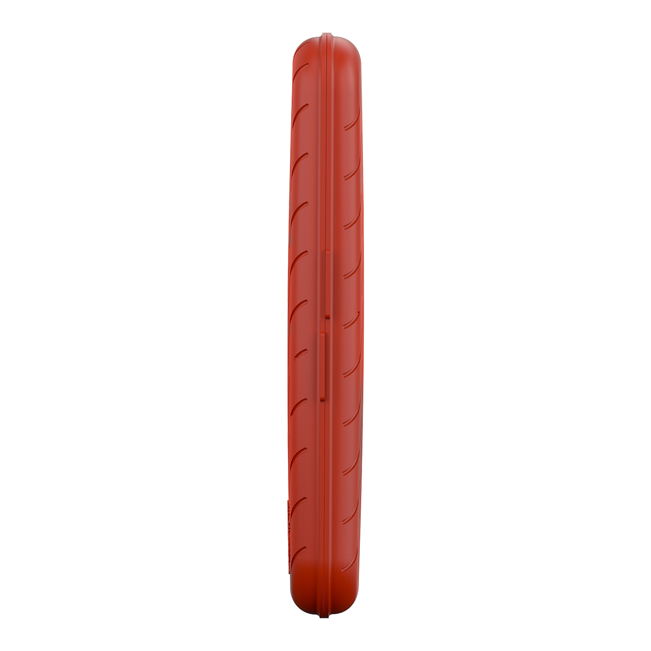 Das Bild zeigt eine schlanke, rote Darttasche von der Seite. Die Oberfläche ist strukturiert und leicht abgerundet.