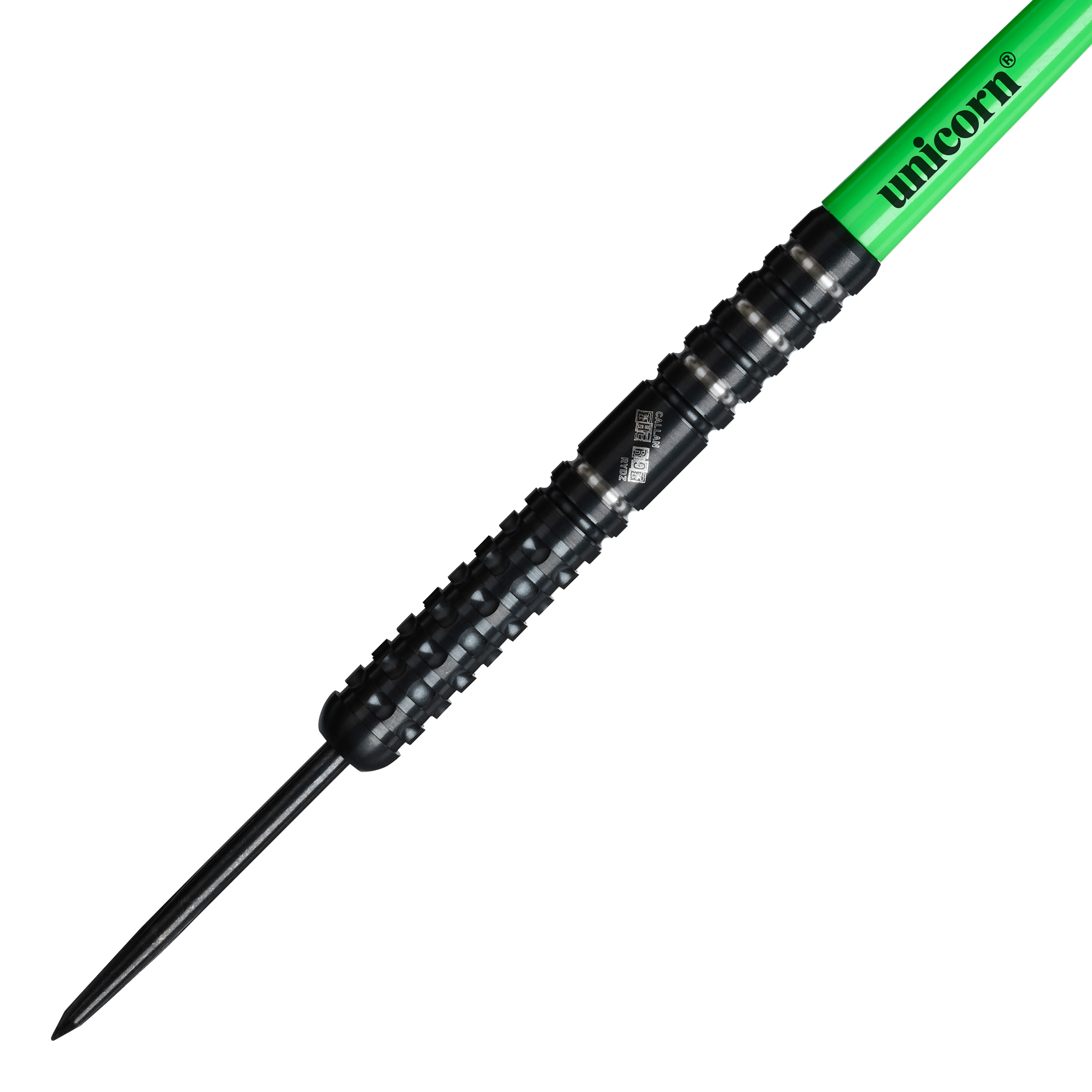 Fléchettes en acier Unicorn Wraith Callan Rydz - 23 g Hier sind die Unicorn Wraith Callan Rydz Steeldarts - 23g abgebildet. Man erkennt deutlich die Form und das Material des Produkts.