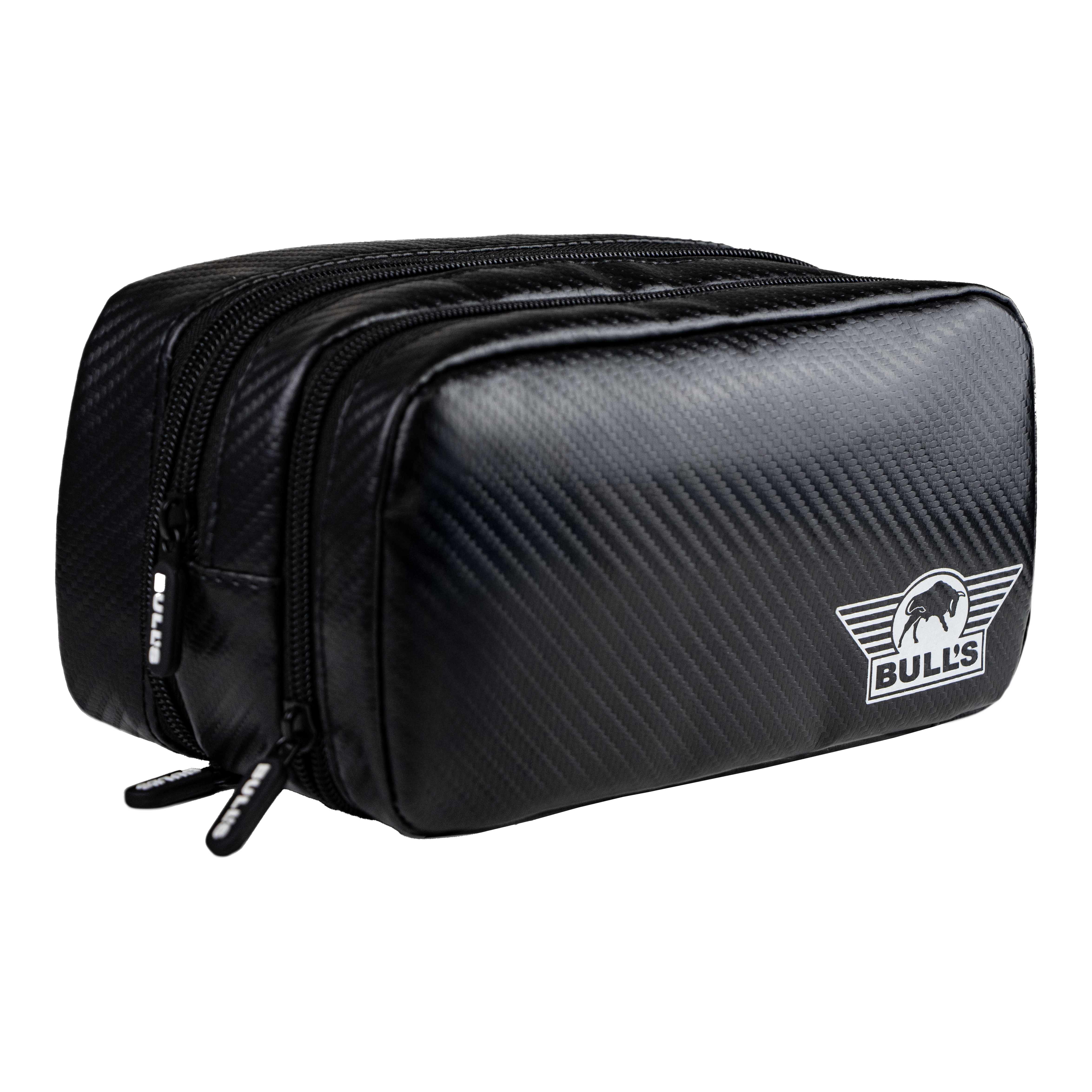 Portefeuille Carbone Bulls NL Zu sehen ist das Bulls NL Carbon Wallet. Diese elegante Brieftasche wurde speziell für Dartspieler entworfen.
