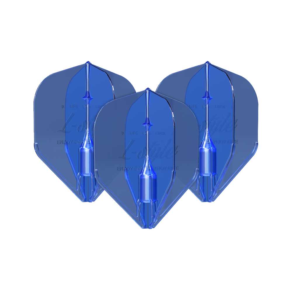 Vols L-Style Fantom L1EZ Bleu Das Bild zeigt drei blaue L-Style Fantom L1EZ Flights. Sie sind für den Gebrauch bei Dartpfeilen gedacht.