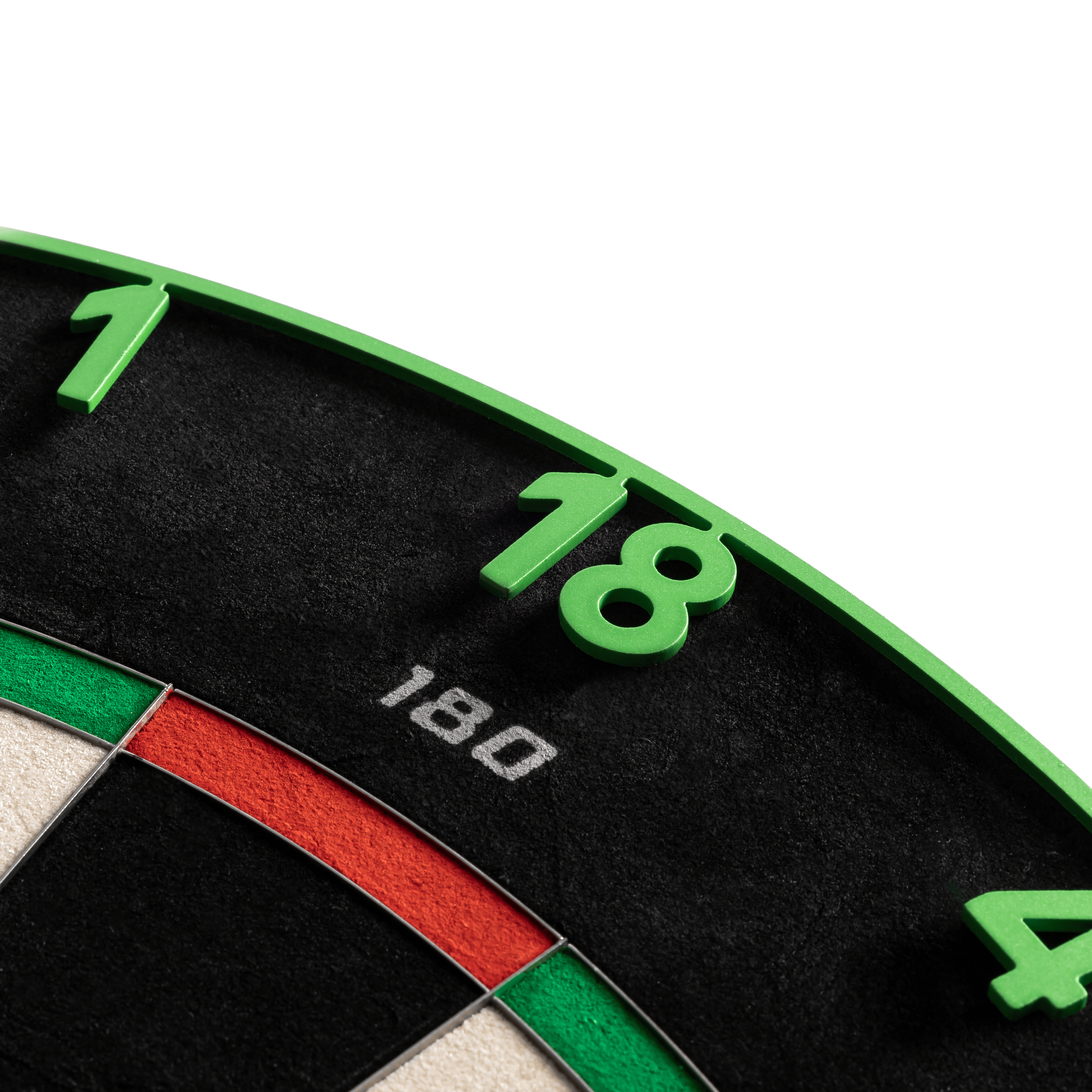 Cible de fléchettes Precise 180 Endorphine en acier avec anneau numéroté - Vert émeraude Das Bild zeigt das Precise 180 Endorphine Steeldartboard mit Nummernring in Emerald Green. Die Abbildung stellt das Produkt in einer klaren Ansicht dar.