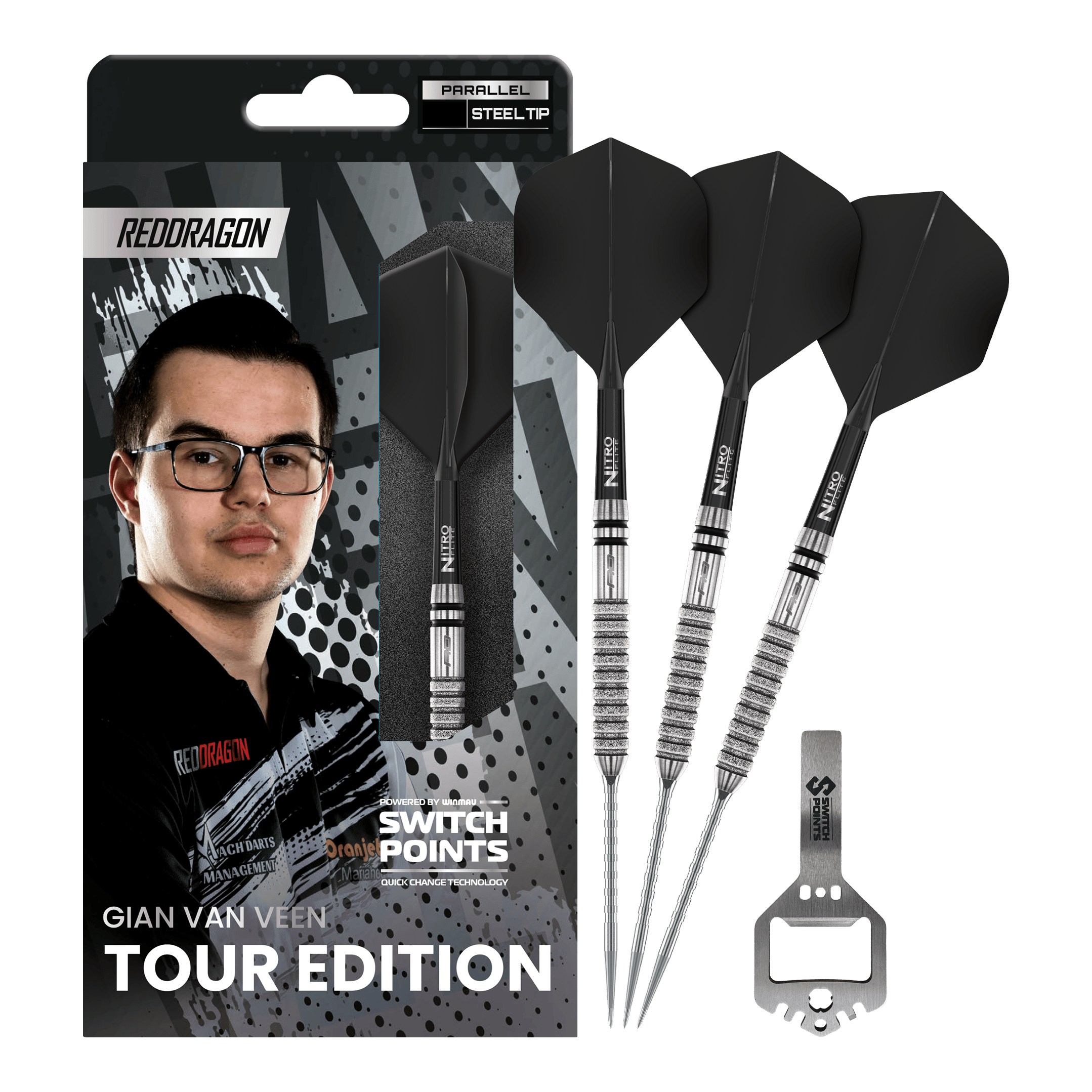 Fléchettes en acier Red Dragon Gian Van Veen Tour Edition Switch Point - 21 g Abgebildet sind die Red Dragon Gian Van Veen Tour Edition Switch Point Steeldarts - 21g in voller Länge. Die Steeldarts zeichnen sich durch ihre hochwertige Verarbeitung aus.