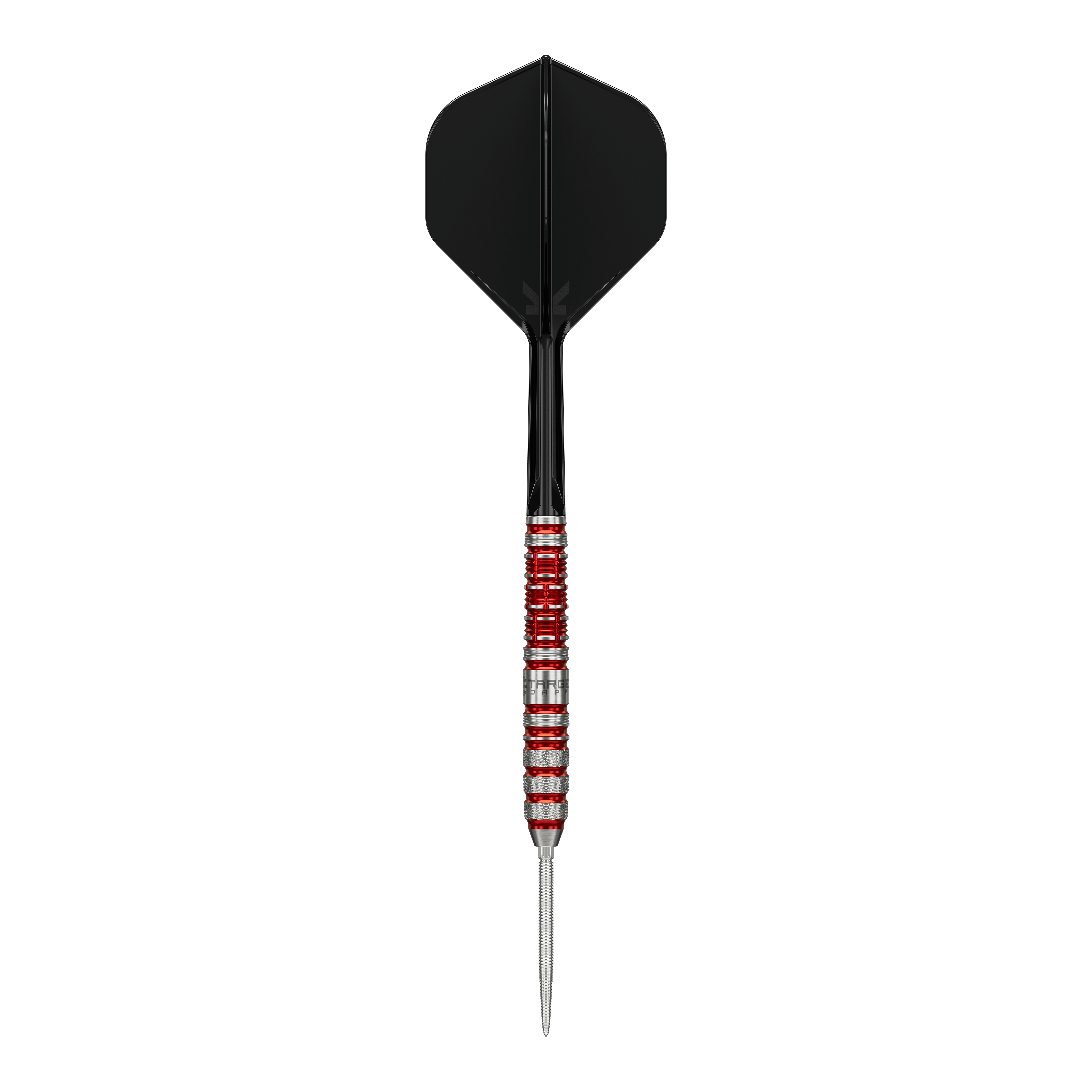 Das Bild zeigt die Target Japan Black Marque Spinel Swiss Point Steeldarts mit einem Gewicht von 23g. Das Produkt ist ein hochwertiger Dartpfeil für anspruchsvolle Spieler.