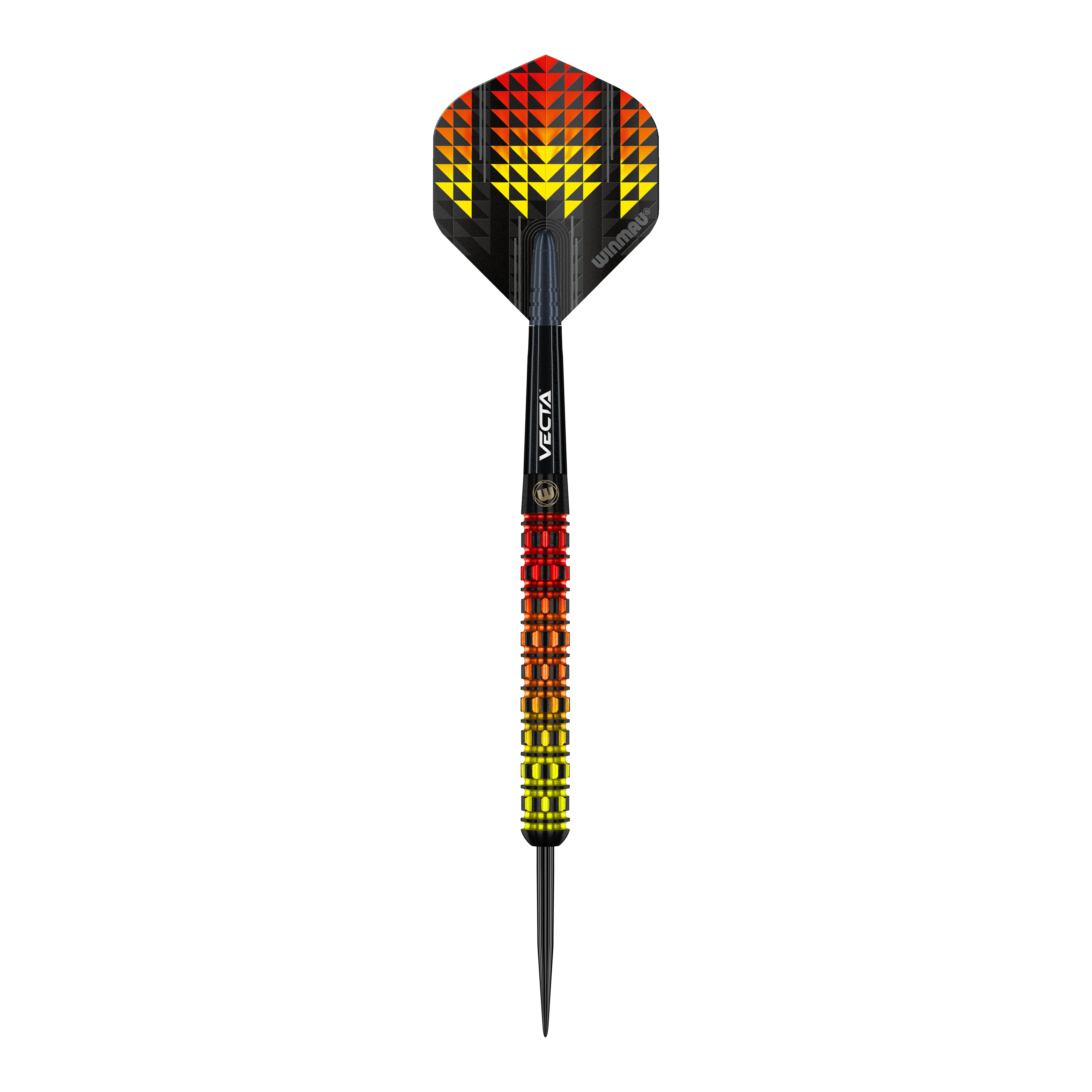 Fléchettes en acier parallèles Winmau Firestorm Flame Der Winmau Firestorm Flame Parallel Steeldart hat ein auffälliges Design in Flammenfarben mit gelben, orangefarbenen und roten Akzenten. Der Schaft und Flight sind schwarz mit geometrischen Mustern, die an Feuer erinnern.