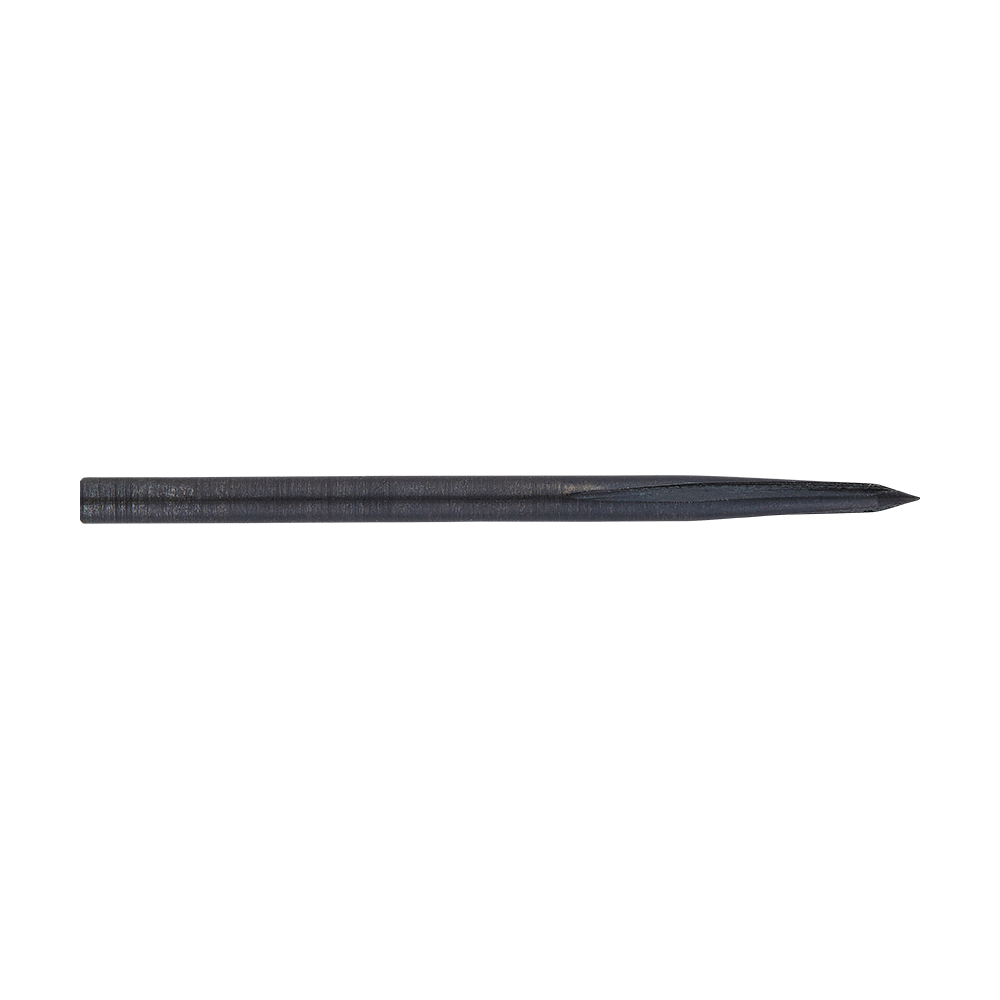Pointes de fléchettes en acier Unicorn Volute Noir Das Bild zeigt eine schwarze Steeldartspitze namens "Unicorn Volute Noir". Die Spitze ist lang, schlank und hat eine fein gearbeitete Struktur.