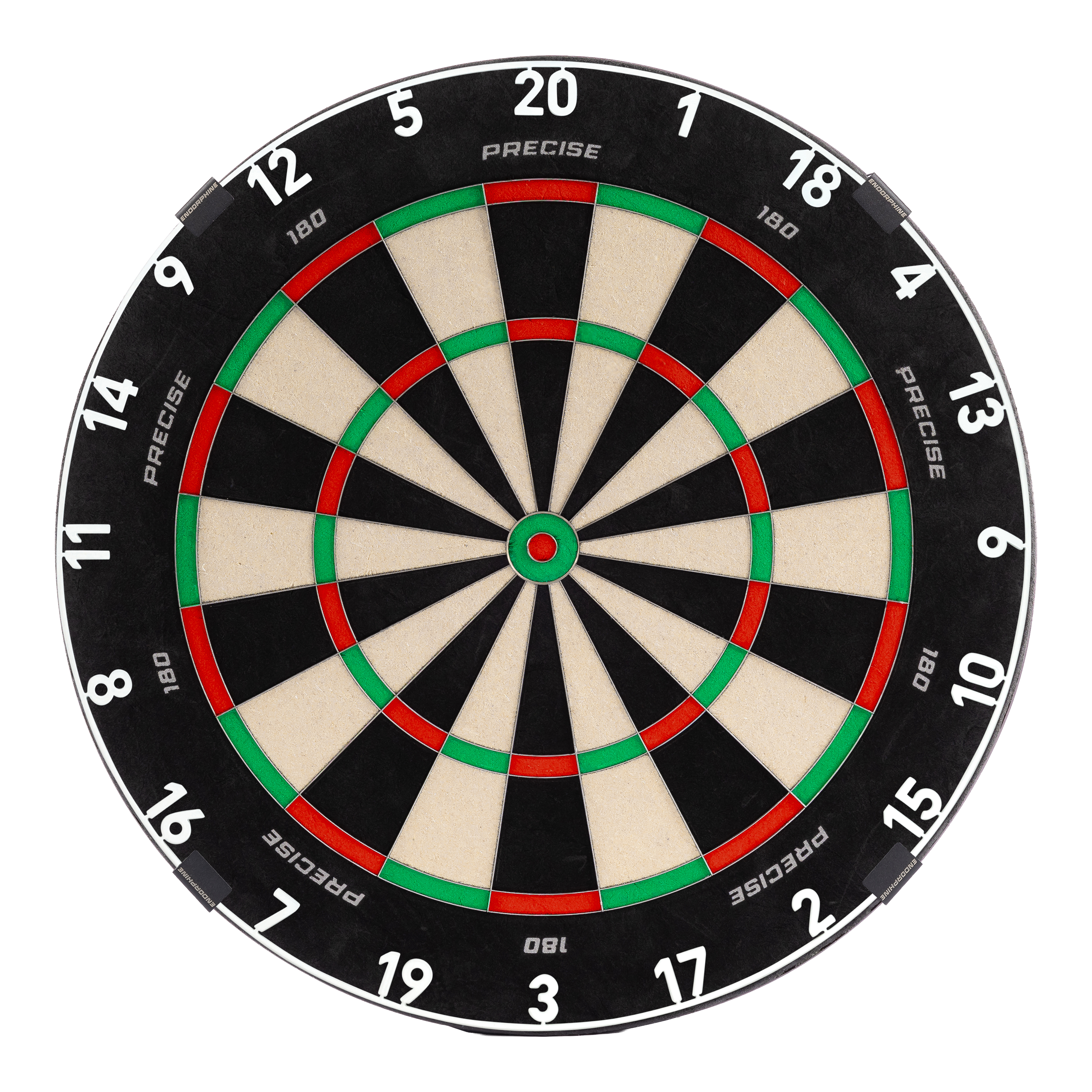 Cible de fléchettes Precise 180 Endorphine en acier avec anneau numéroté - Blanc classique Abgebildet ist das Precise 180 Endorphine Steeldartboard mit einem weißen Nummernring. Das Produkt ist speziell für Präzisionswürfe entworfen.