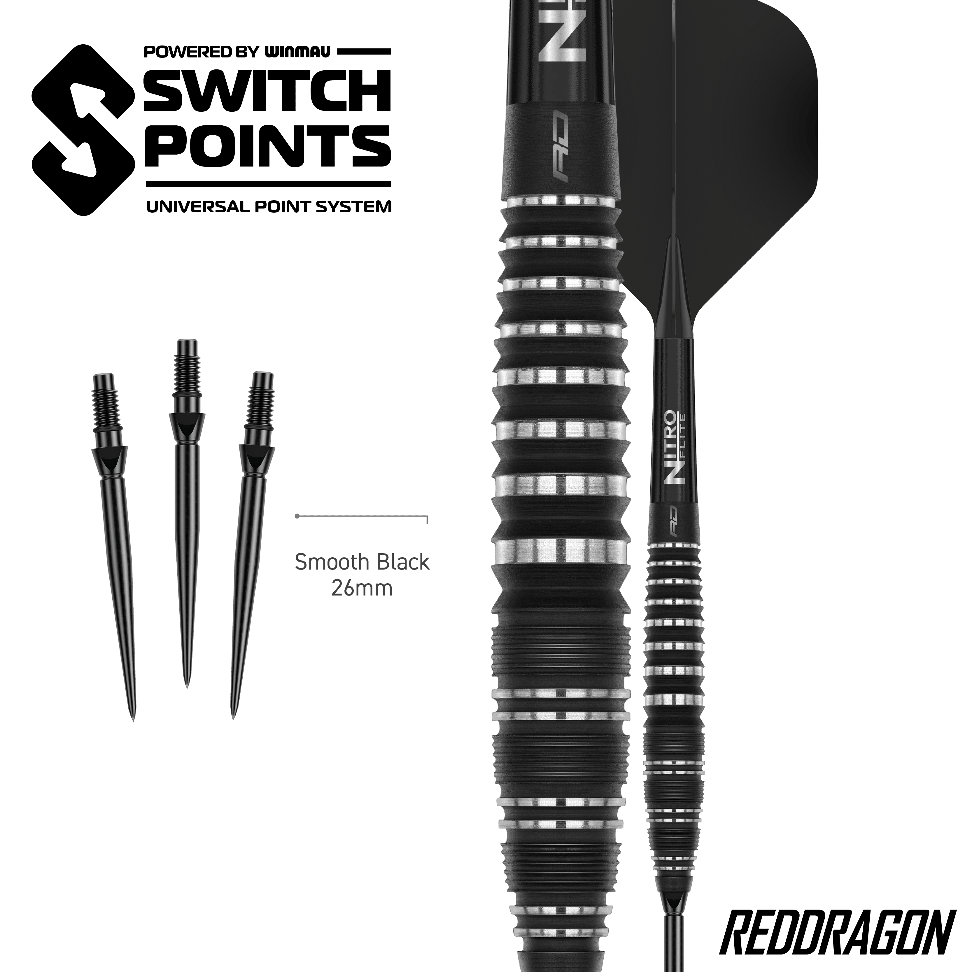 Fléchettes en acier Red Dragon Sable Bomb Switch Point Zu sehen sind die Red Dragon Sable Bomb Switch Point Steeldarts. Die Darts sind robust und für präzises Spiel konzipiert.